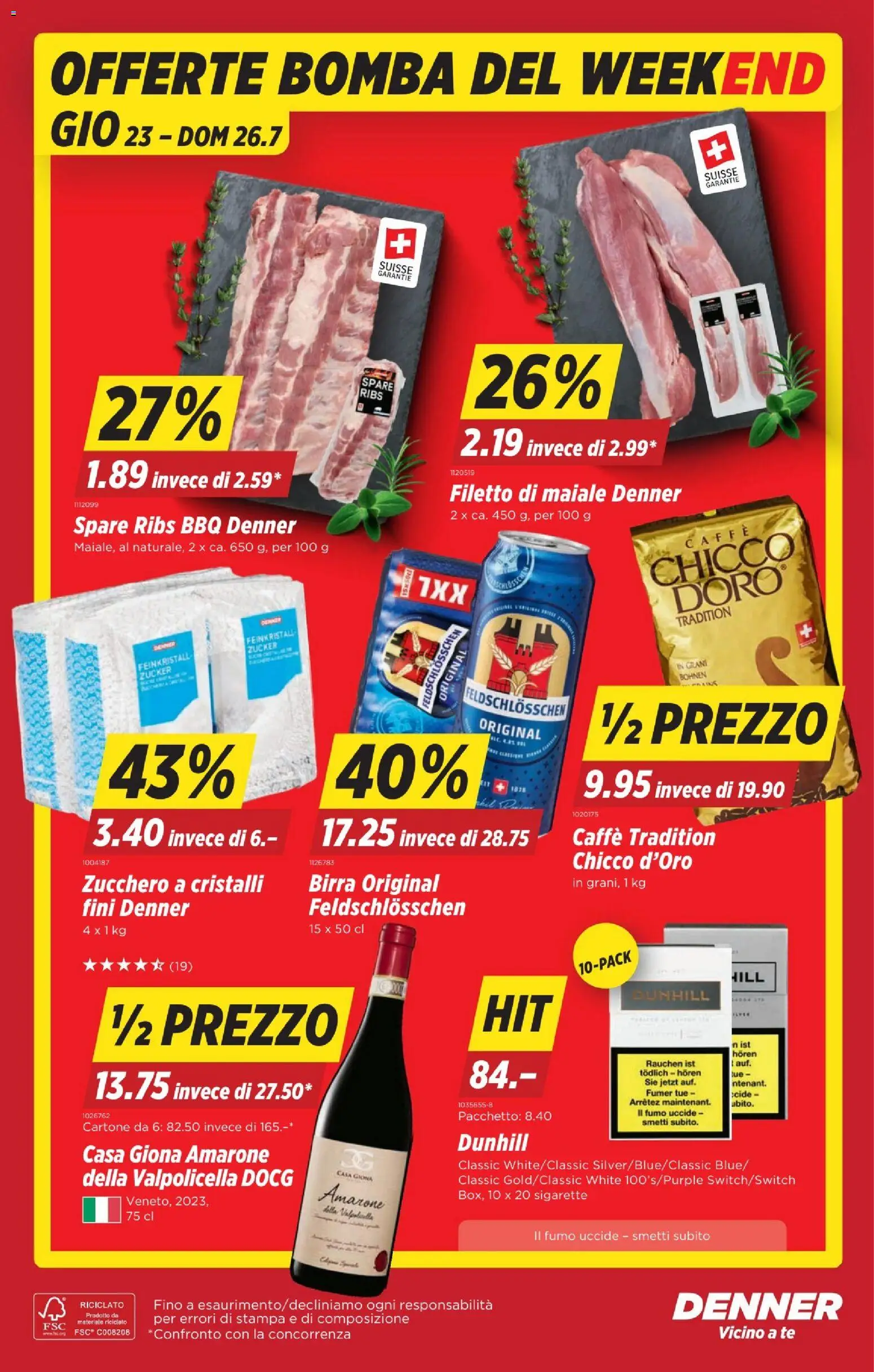 Denner aktionen IT – gültig ab 23.07.2026 | Seite: 22 | Produkte: Spare Ribs, Zucker