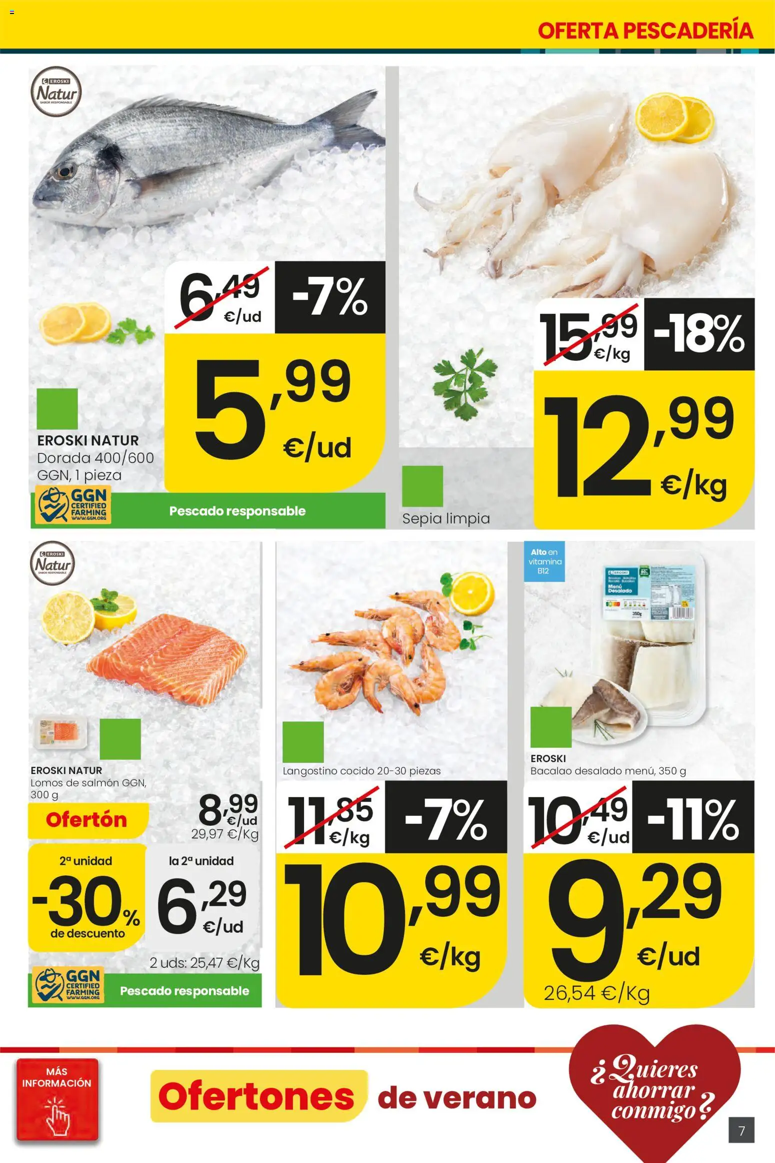 Eroski Ofertones de verano │ válido desde el 11.06.2026 | Página: 7 | Productos: Pescado, Langostino