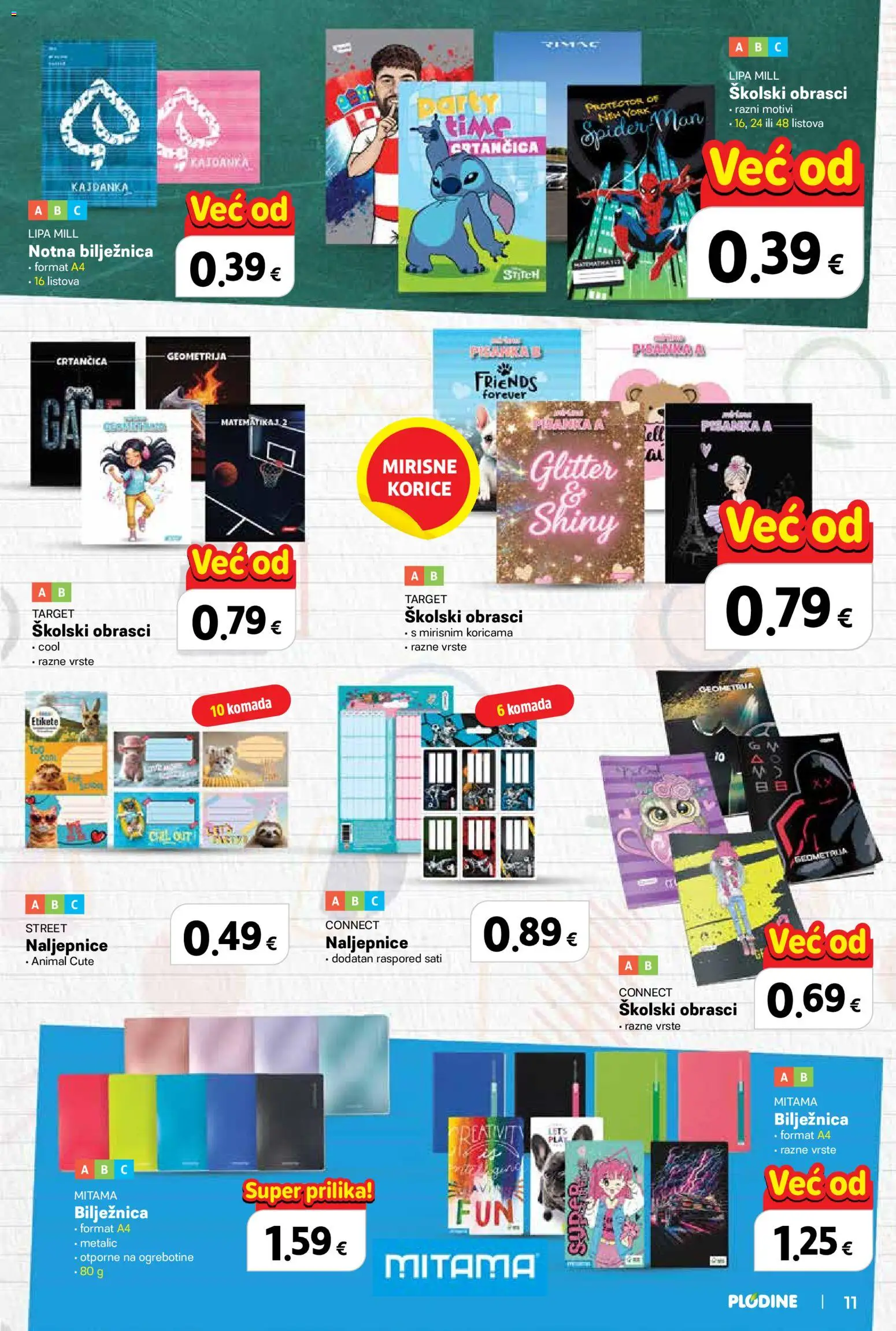 Plodine katalog | vrijedi od 13.08.2026 | Stranica: 11 | Proizvodi: Notebook, Spiderman, Bilježnica, Crtančica