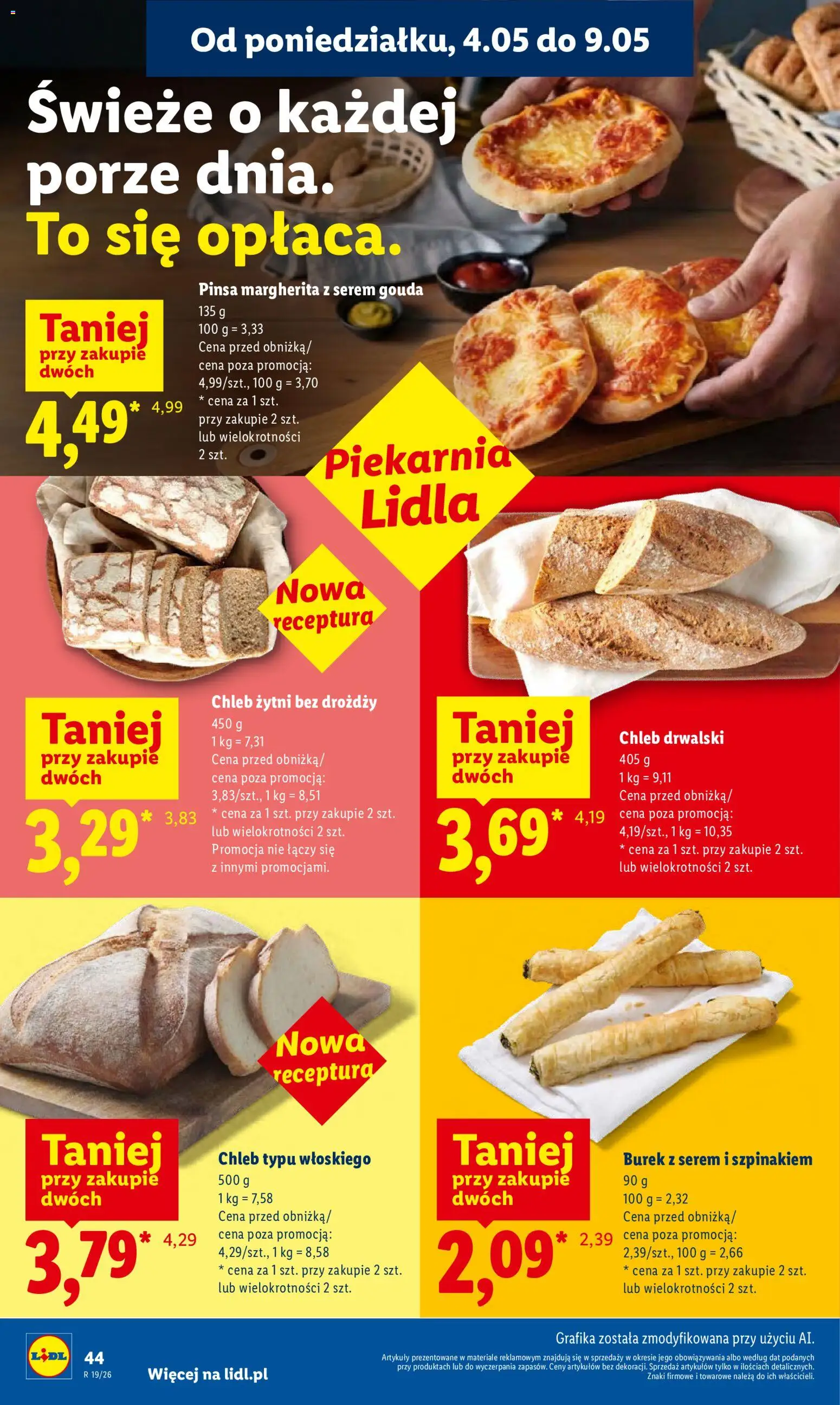 Lidl gazetka od 04.05.2026 | Strona: 46 | Produkty: Chleb żytni, Piekarnia, Chleb, Pinsa