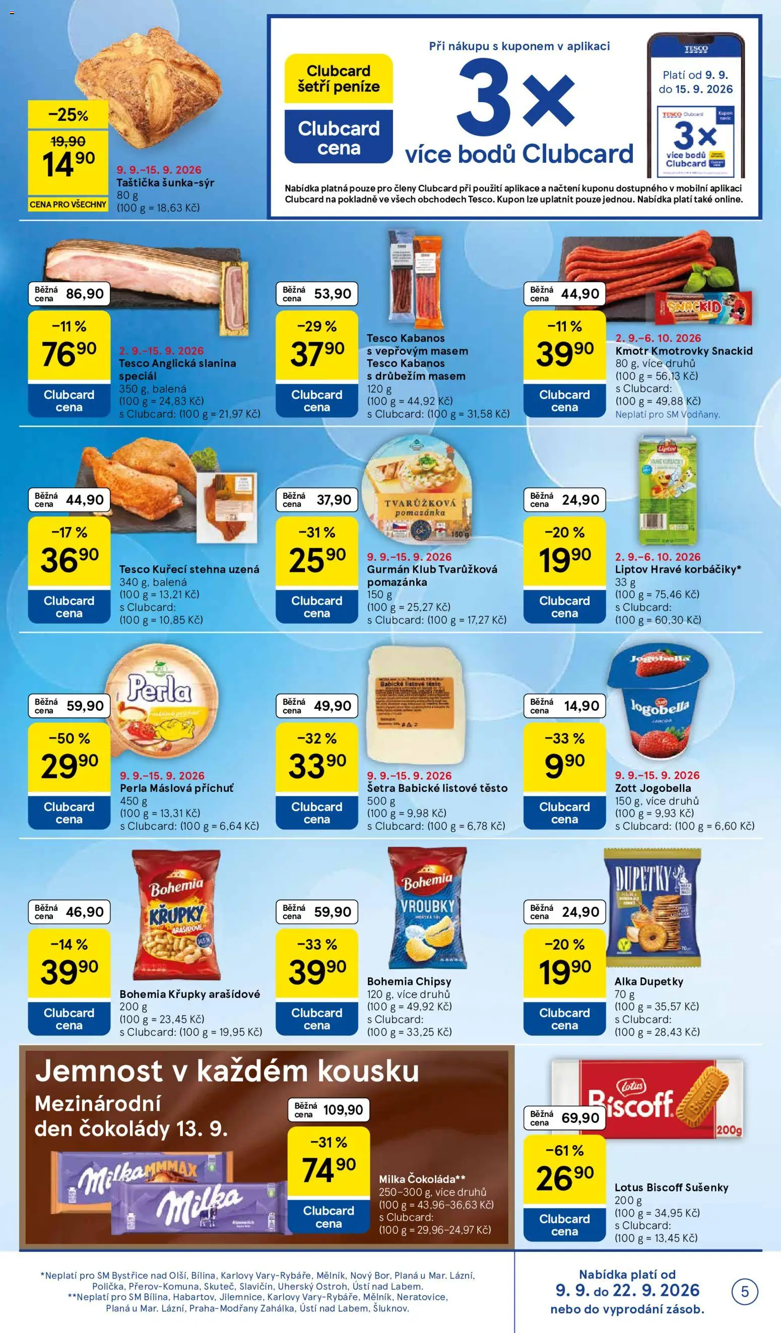 Tesco leták - Supermarket od 09.09.2026 | Strana: 5 | Produkty: Kabanos, Perla máslová, Pomazánka, Křupky