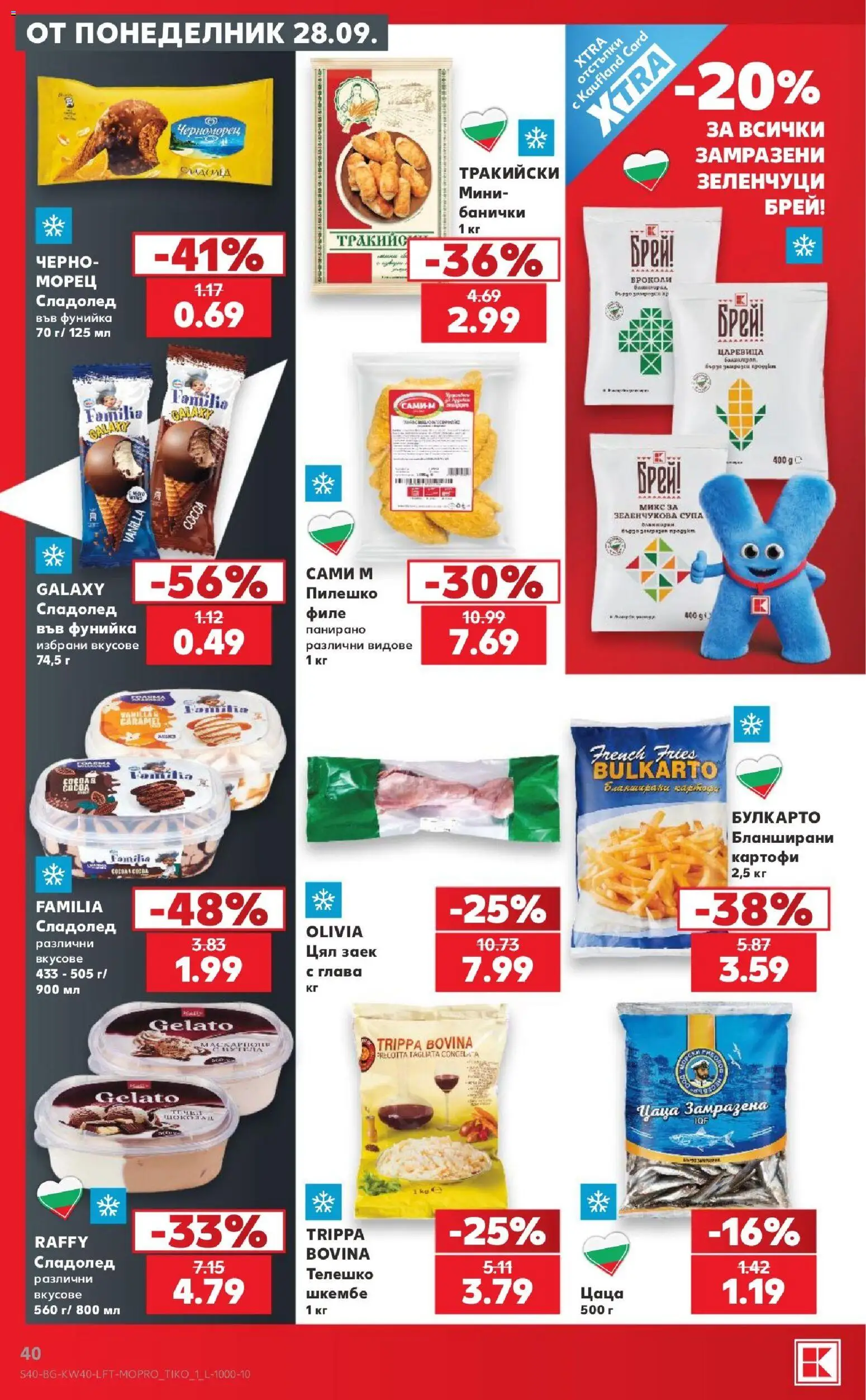 {H1} | Страница: 40 | Продукти: Сладолед, Шкембе, Царевица, Пилешко