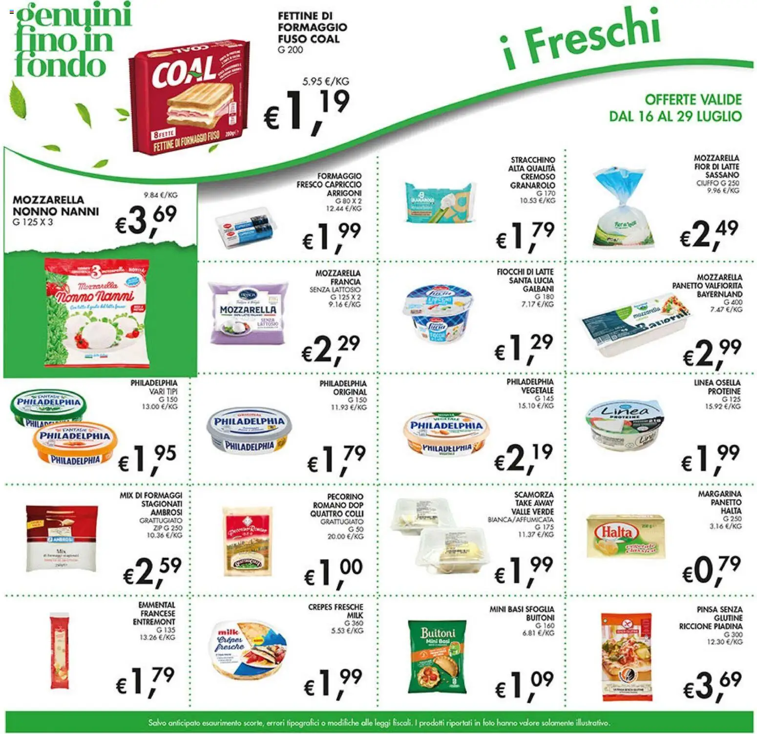 Volantino Coal del 16/07/2026 | Pagina: 11 | Prodotti: Fiocchi di latte, Latte, Piadina, Emmental