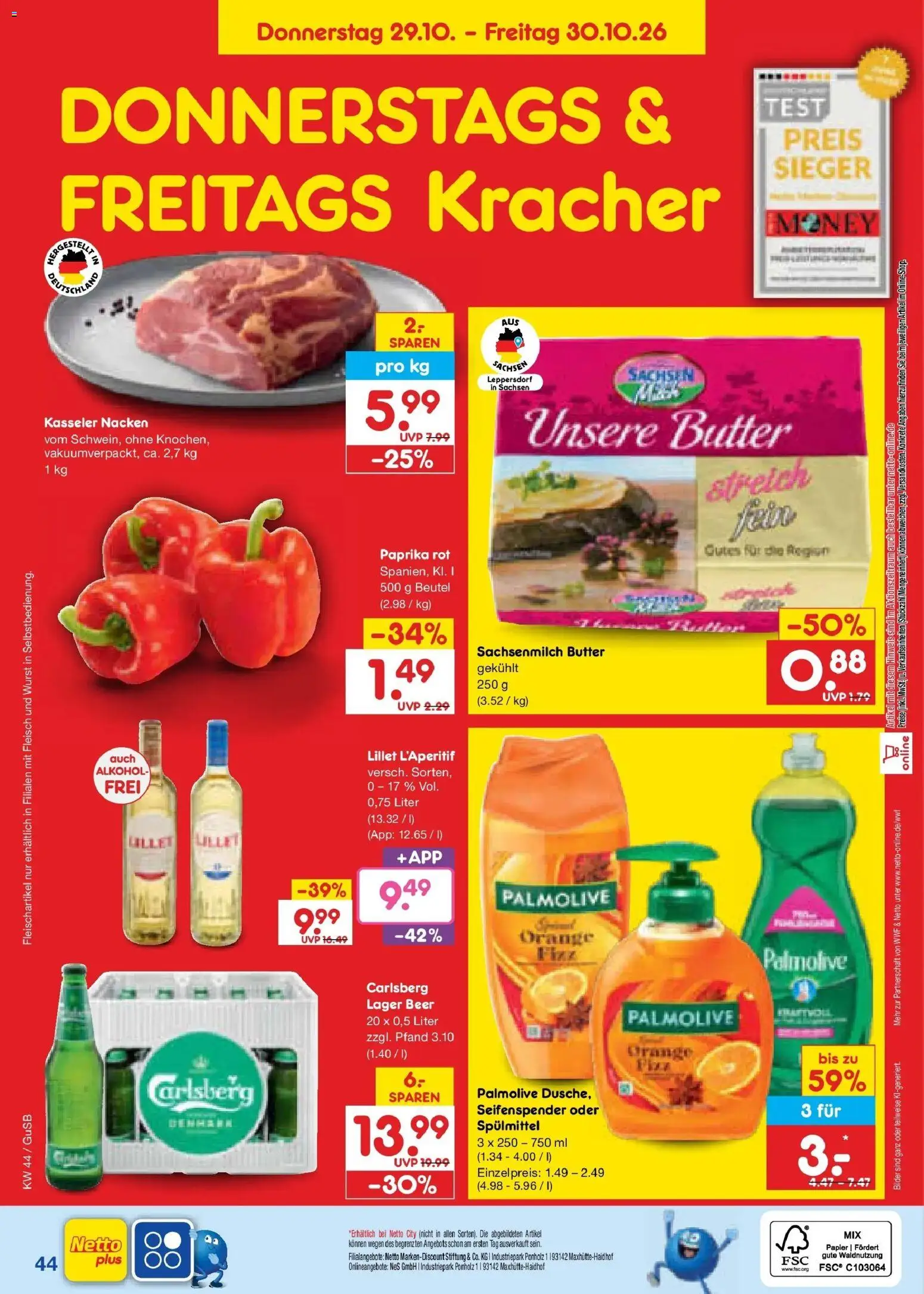 Netto Marken-Discount Prospekt Machern – gültig ab 26.10.2026 | Seite: 62 | Produkte: Carlsberg, Seifenspender, Alkohol, Fleisch