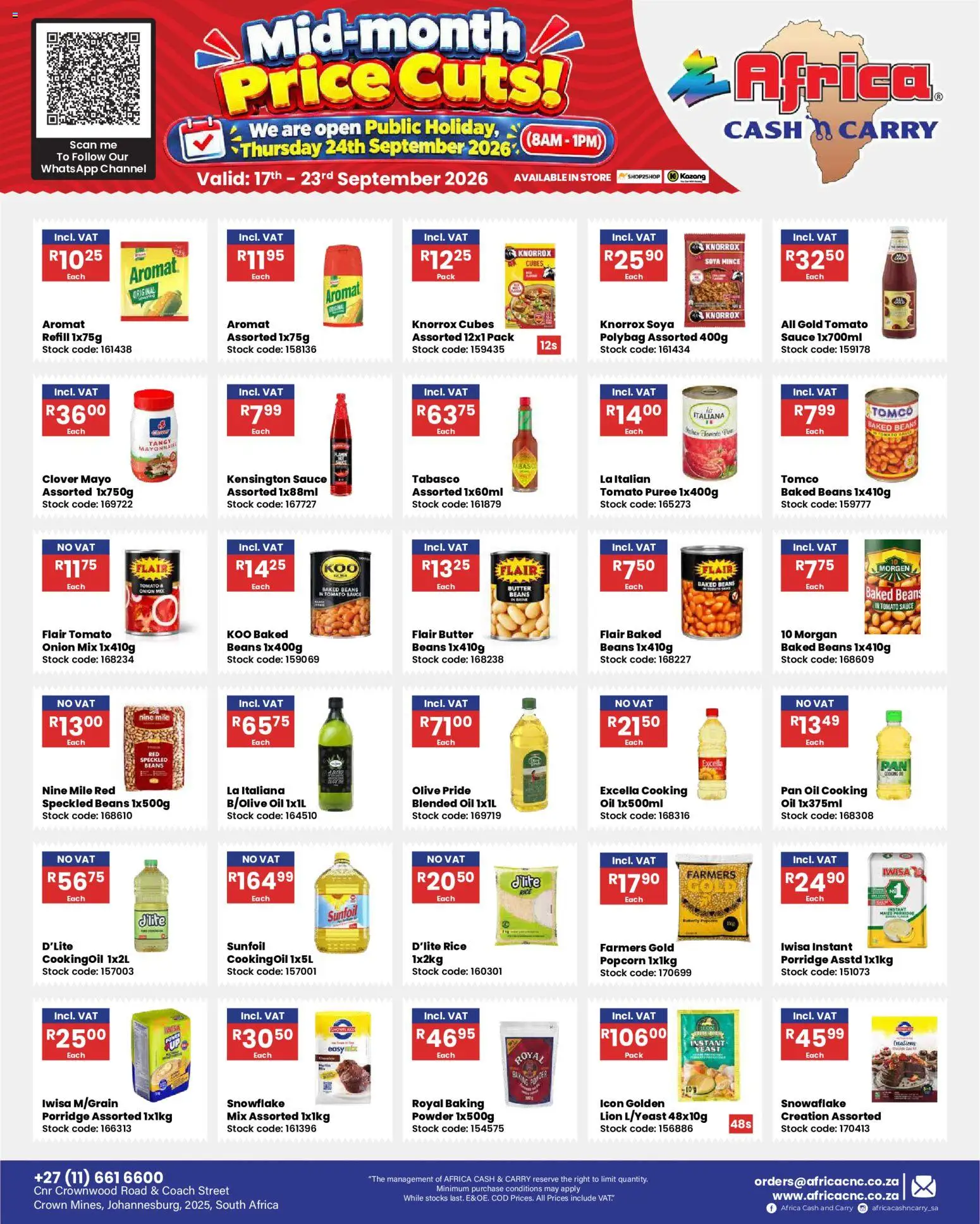 New Africa Cash & Carry catalogue – valid from 17/09/2026 | Page: 28 | Products: Powder, Stock, Soya mince, Onion