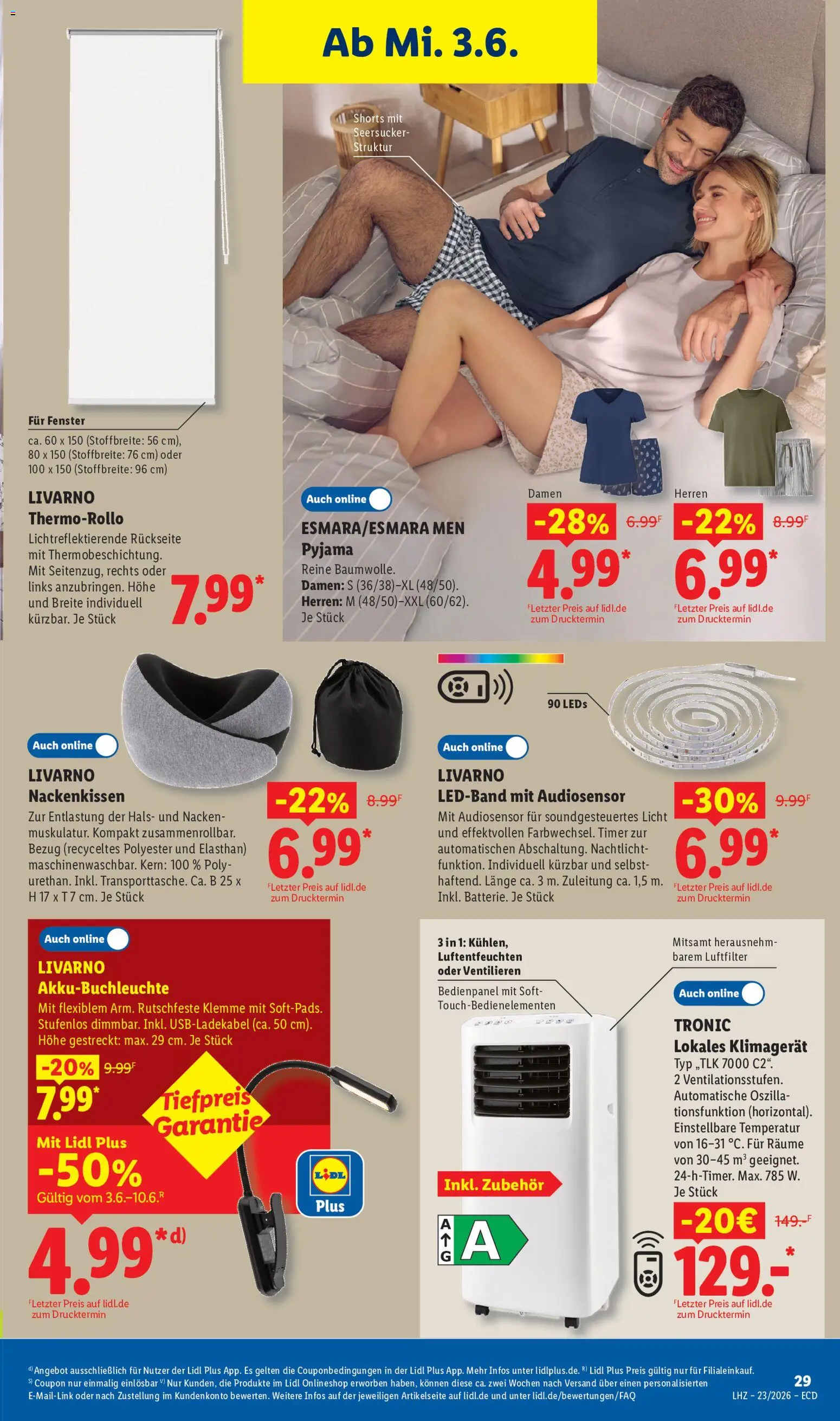 Lidl Prospekt – gültig ab 01.06.2026 | Seite: 23 | Produkte: Nachtlicht, Klimagerät, Pyjama