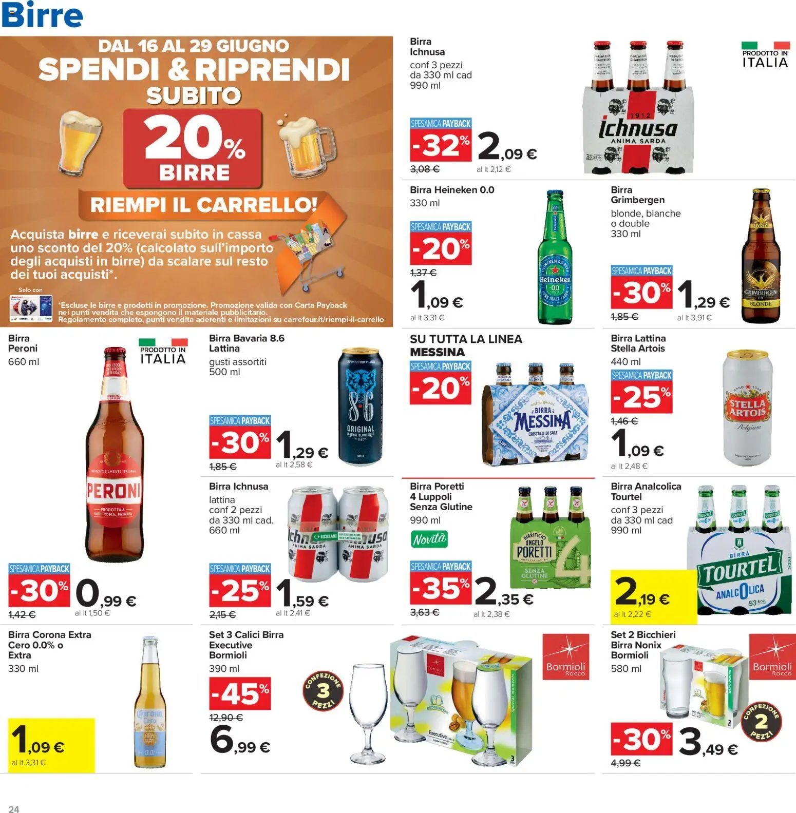 Volantino Carrefour del 16.06.2026 | Pagina: 24 | Prodotti: Birra, Sale, Carrello, Heineken