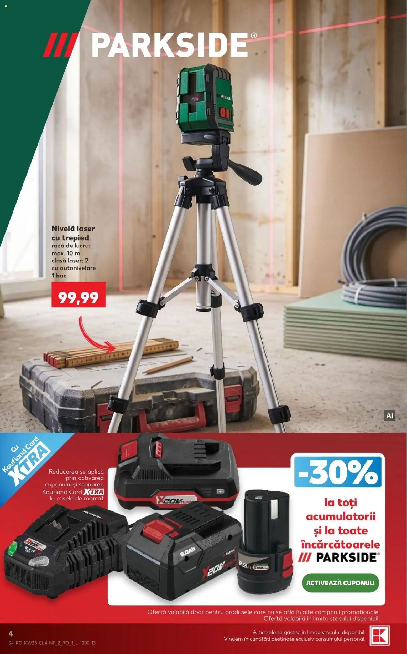 Noul catalog Kaufland – valabil de la 26.08.2026 | Pagină: 4 | Produse: Nivela laser, Aplică, Parkside
