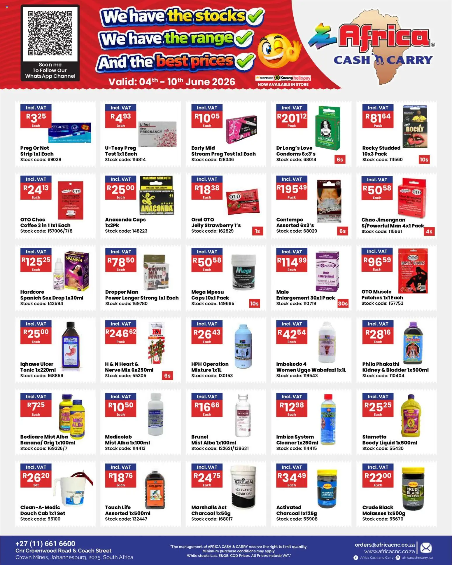 New Africa Cash & Carry catalogue – valid from 04.06.2026 | Page: 22 | Products: Tonic, Coffee, Stock