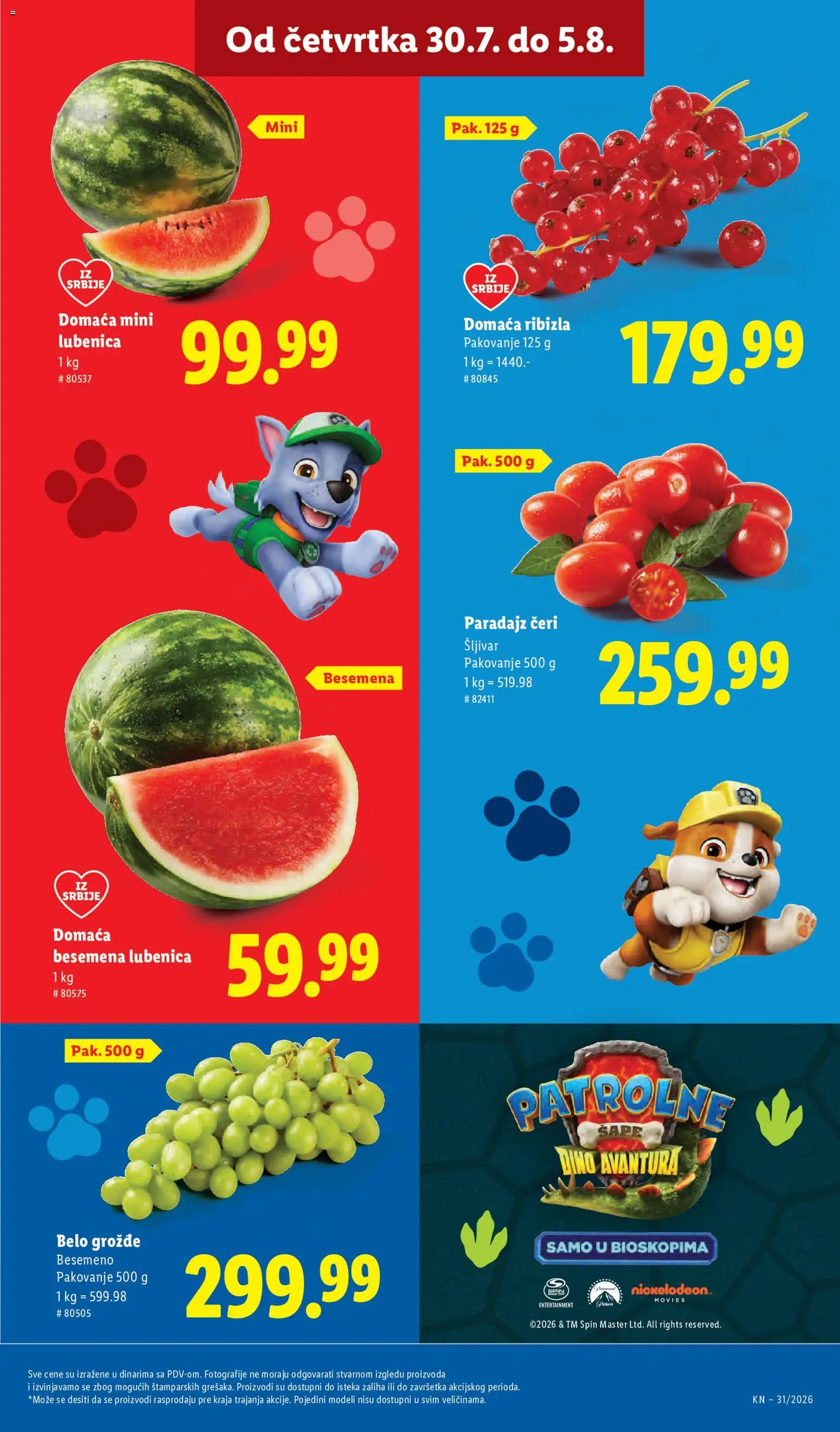 Lidl katalog - važi od 30.07.2026 | Strana: 19 | Proizvode: Grožđe, Lubenica, Pakovanje, Paradajz
