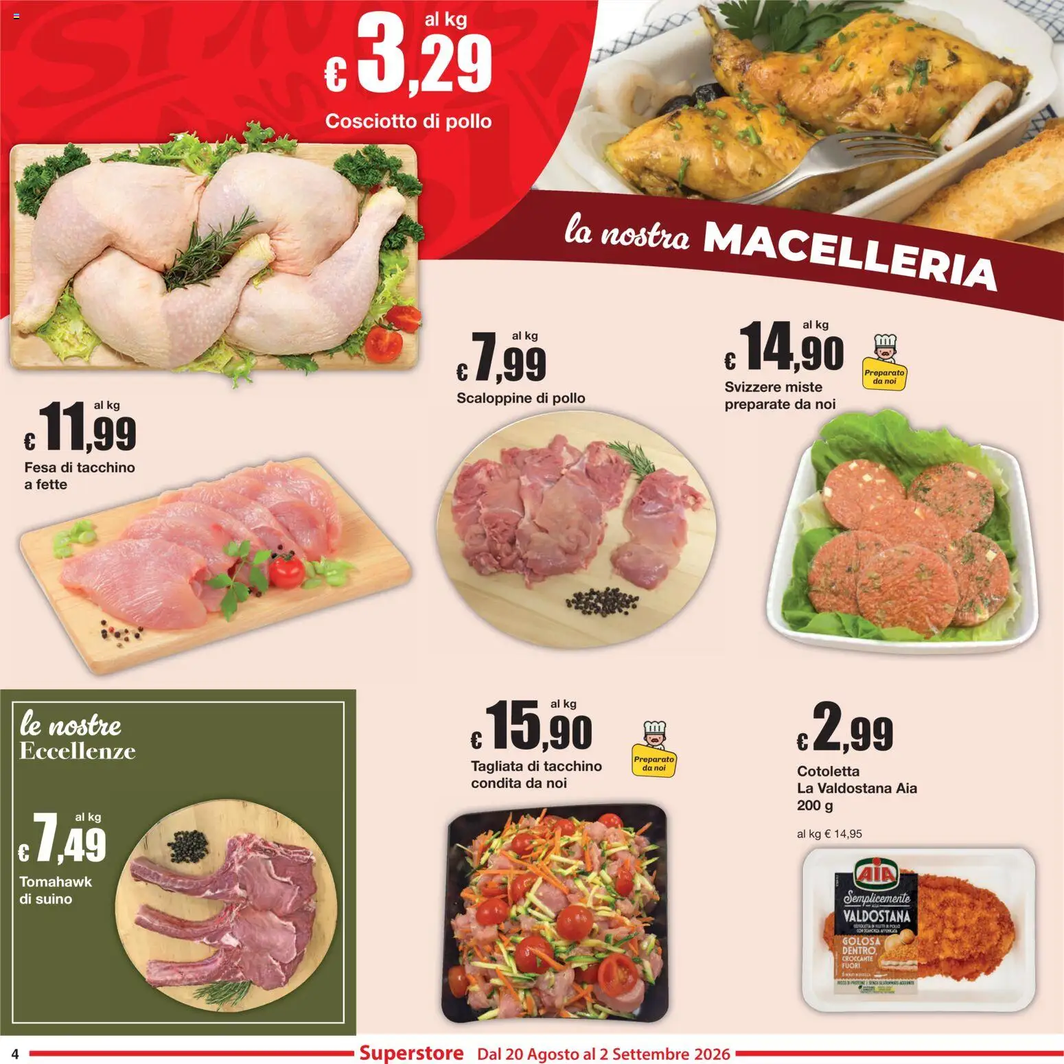 Volantino Sì con Te del 20/08/2026 | Pagina: 4 | Prodotti: Pollo, Suino, Tacchino