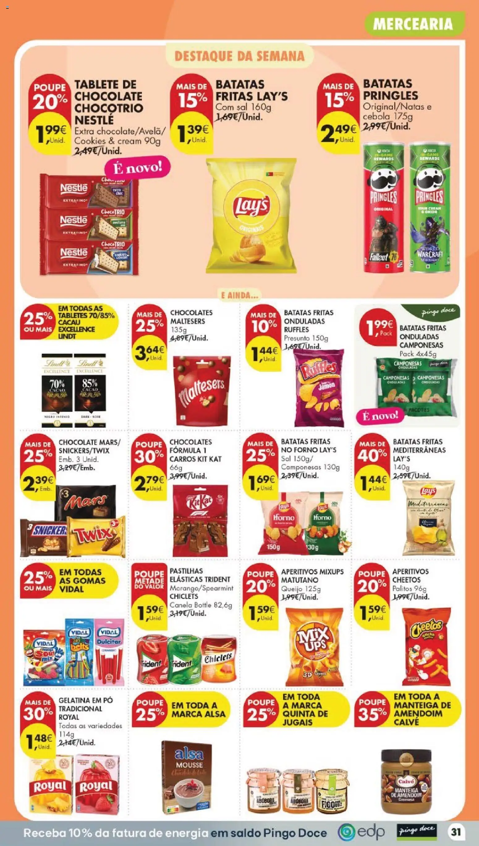 Pingo Doce folheto │ válido de 11/08/2026 | Página: 35 | Produtos: Lindt, Nestlé, Gomas, Batatas fritas