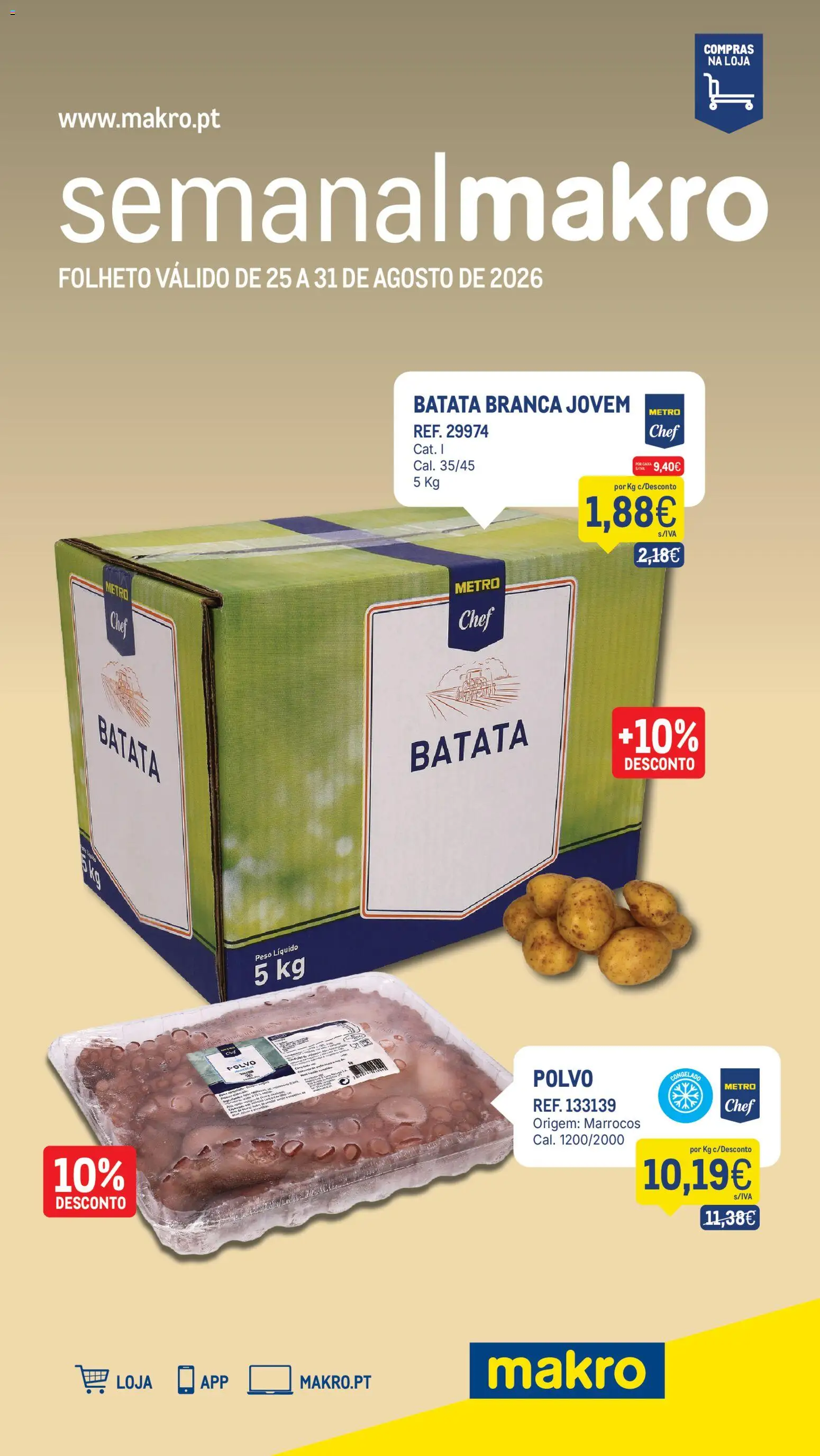 Makro folheto │ válido de 25/08/2026 | Página: 1 | Produtos: Batata, Polvo