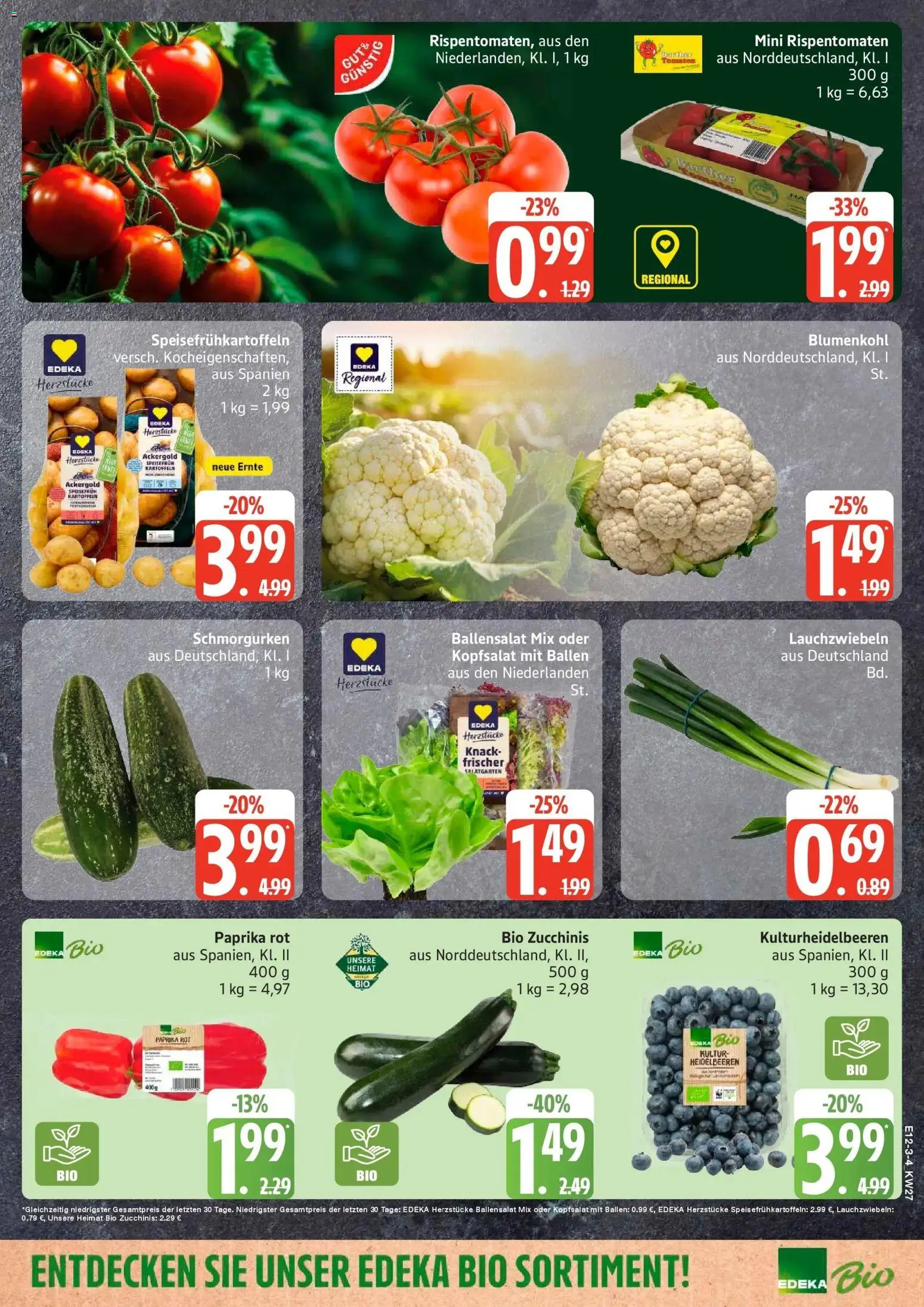 Edeka - EDEKA: Wochenangebote – gültig ab 28.06.2026 | Seite: 3 | Produkte: Paprika rot, Heidelbeeren, Paprika, Blumenkohl