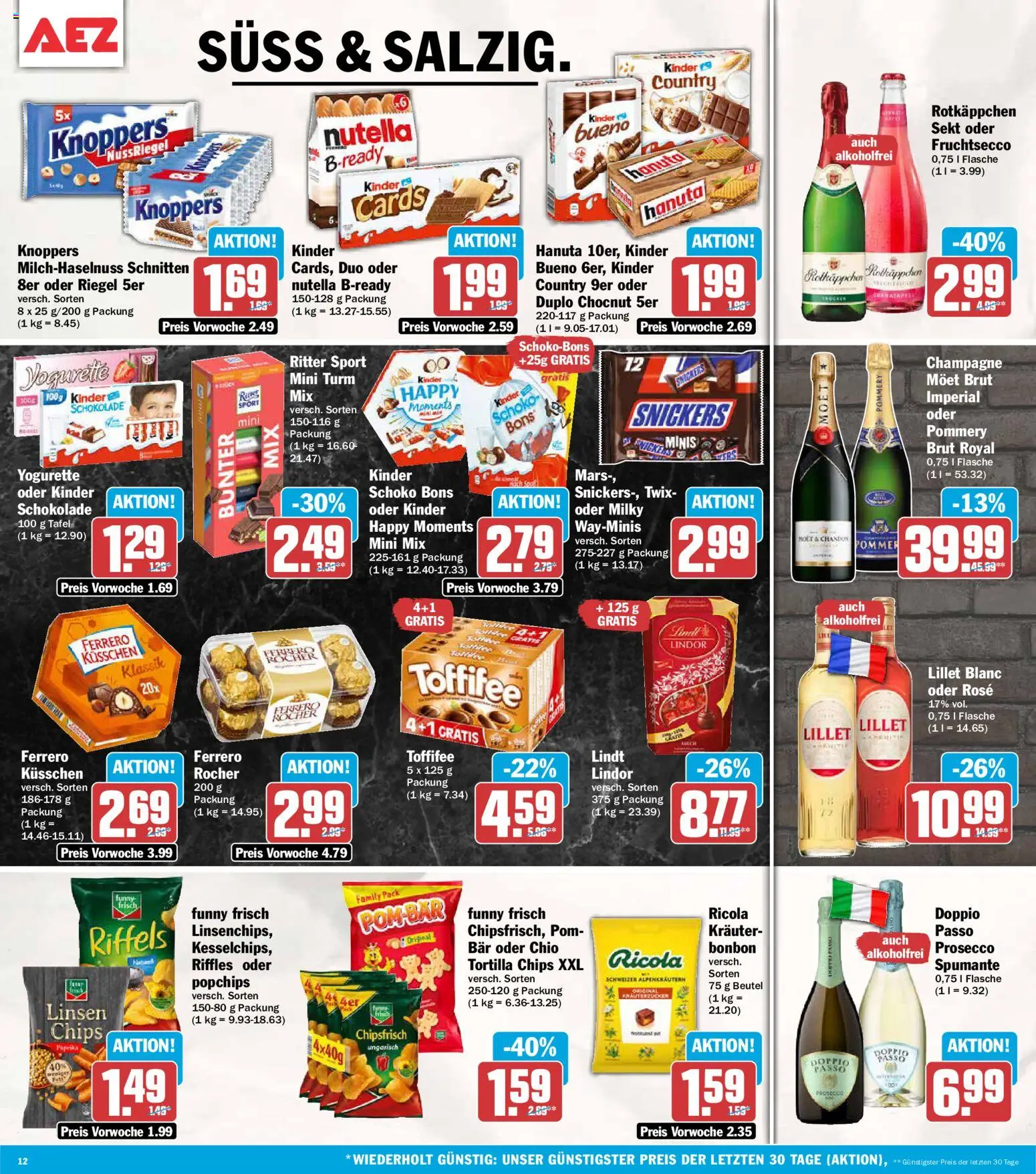 AEZ Prospekt – gültig ab 28.09.2026 | Seite: 12 | Produkte: Ritter sport, Snickers, Paprika, Knoppers