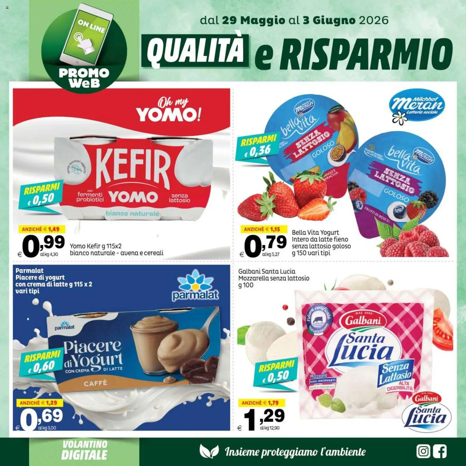 Volantino Elite Supermercati del 29.05.2026 | Pagina: 2 | Prodotti: Crema, Mozzarella senza lattosio, Yogurt, Mozzarella