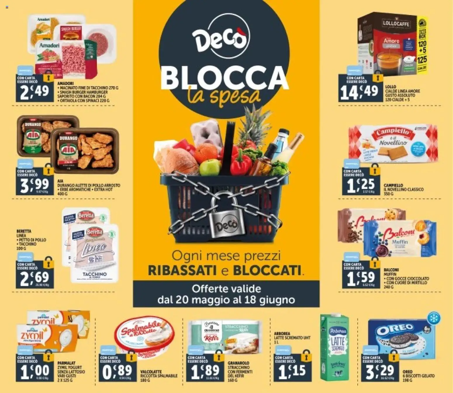 Volantino Decò del 11.06.2026 | Pagina: 34 | Prodotti: Cioccolato, Tacchino, Latte, Hamburger