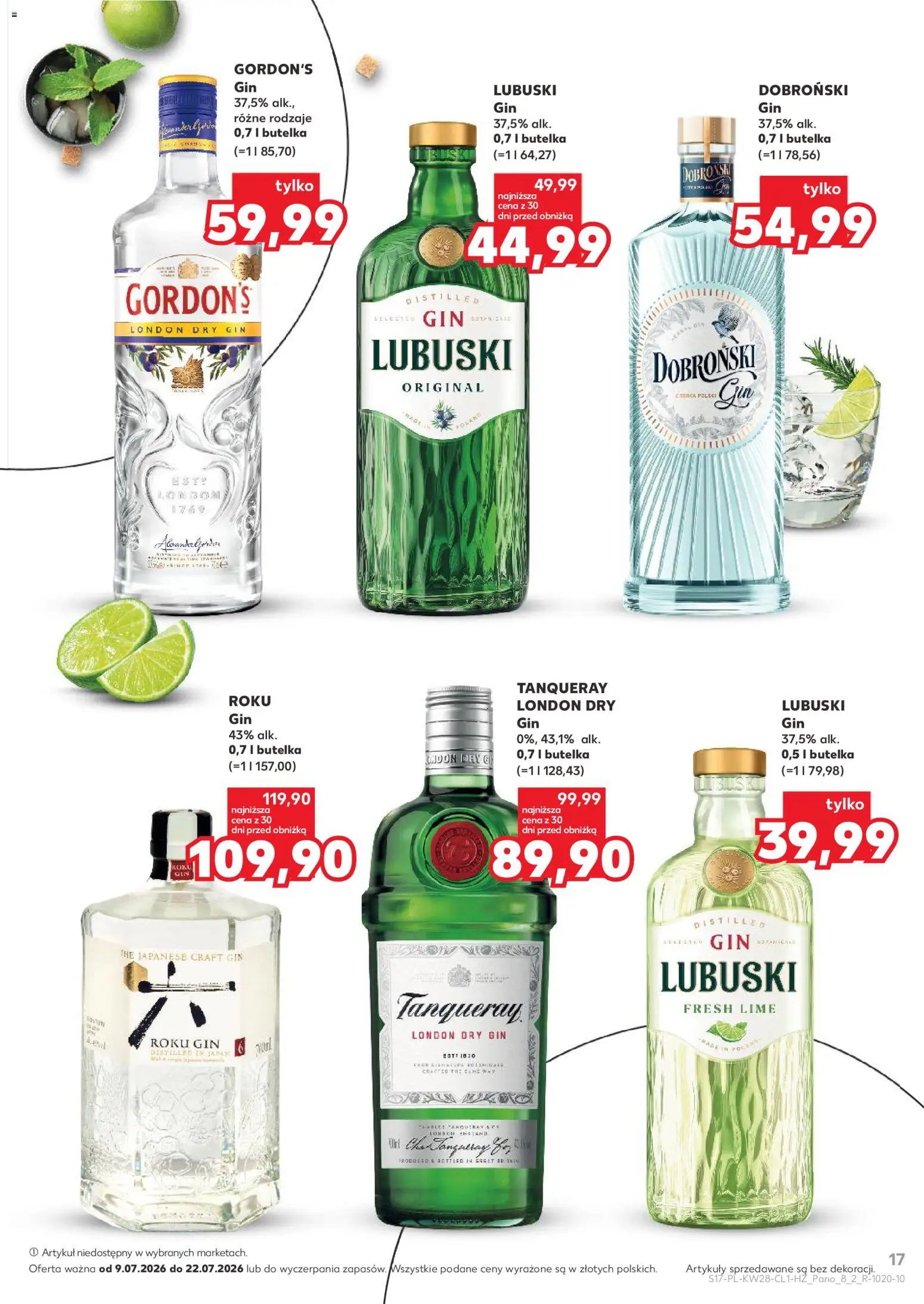 Kaufland Polsko leták - Barek od 09.07.2026 | Strana: 17 | Produkty: Gin, London dry gin, Dry gin