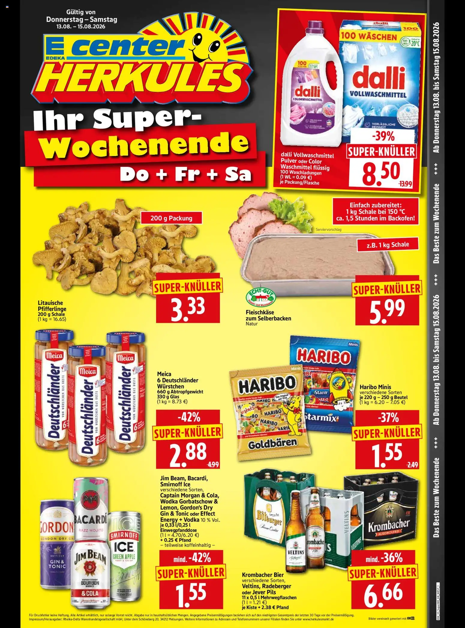 HERKULES Sonderbeilage – gültig ab 13.08.2026 | Seite: 1 | Produkte: Haribo, Meica, Waschmittel, Wodka