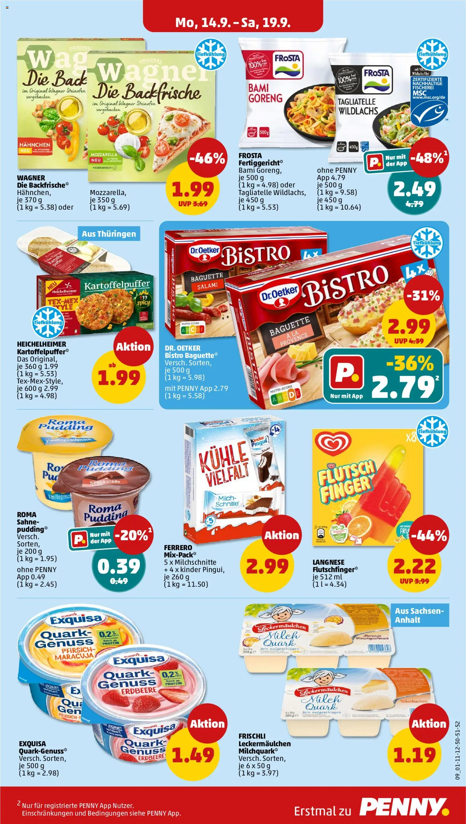Penny Prospekt – gültig ab 14.09.2026 | Seite: 11 | Produkte: Frosta, Pfirsich, Pizza, Sahne