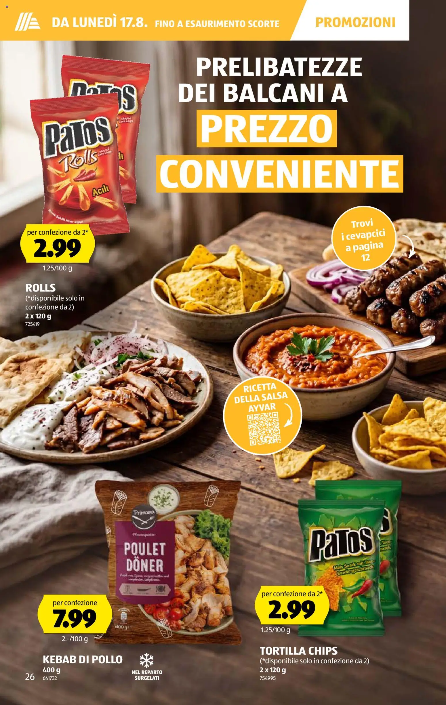 Aldi aktionen IT – gültig ab 13.08.2026 | Seite: 26 | Produkte: Cevapcici, Chips