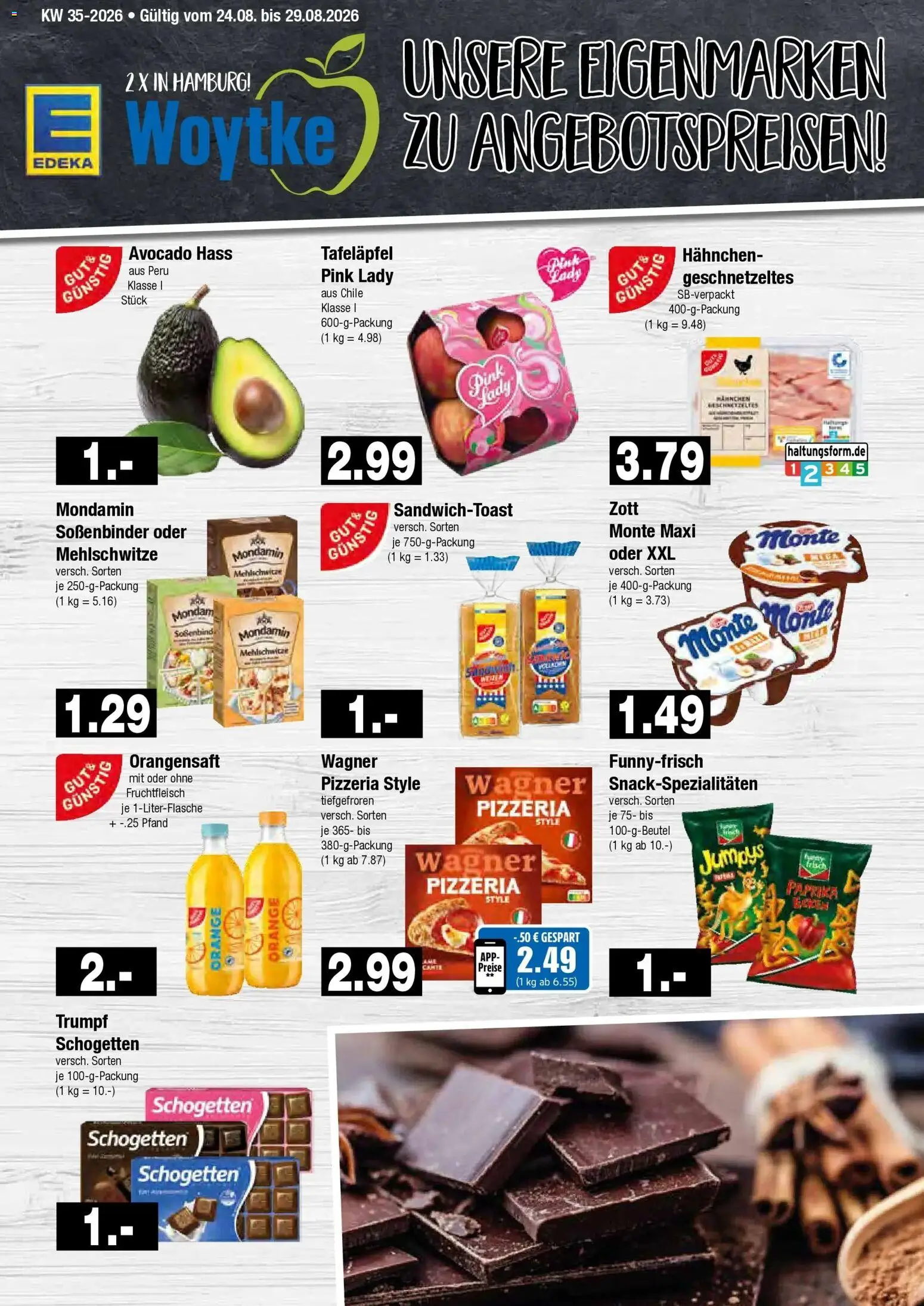 Edeka Prospekt Hamburg (ab 24.08.2026) » Angebote Online | Seite: 9 | Produkte: Hahnchen, Avocado, Paprika, Schogetten