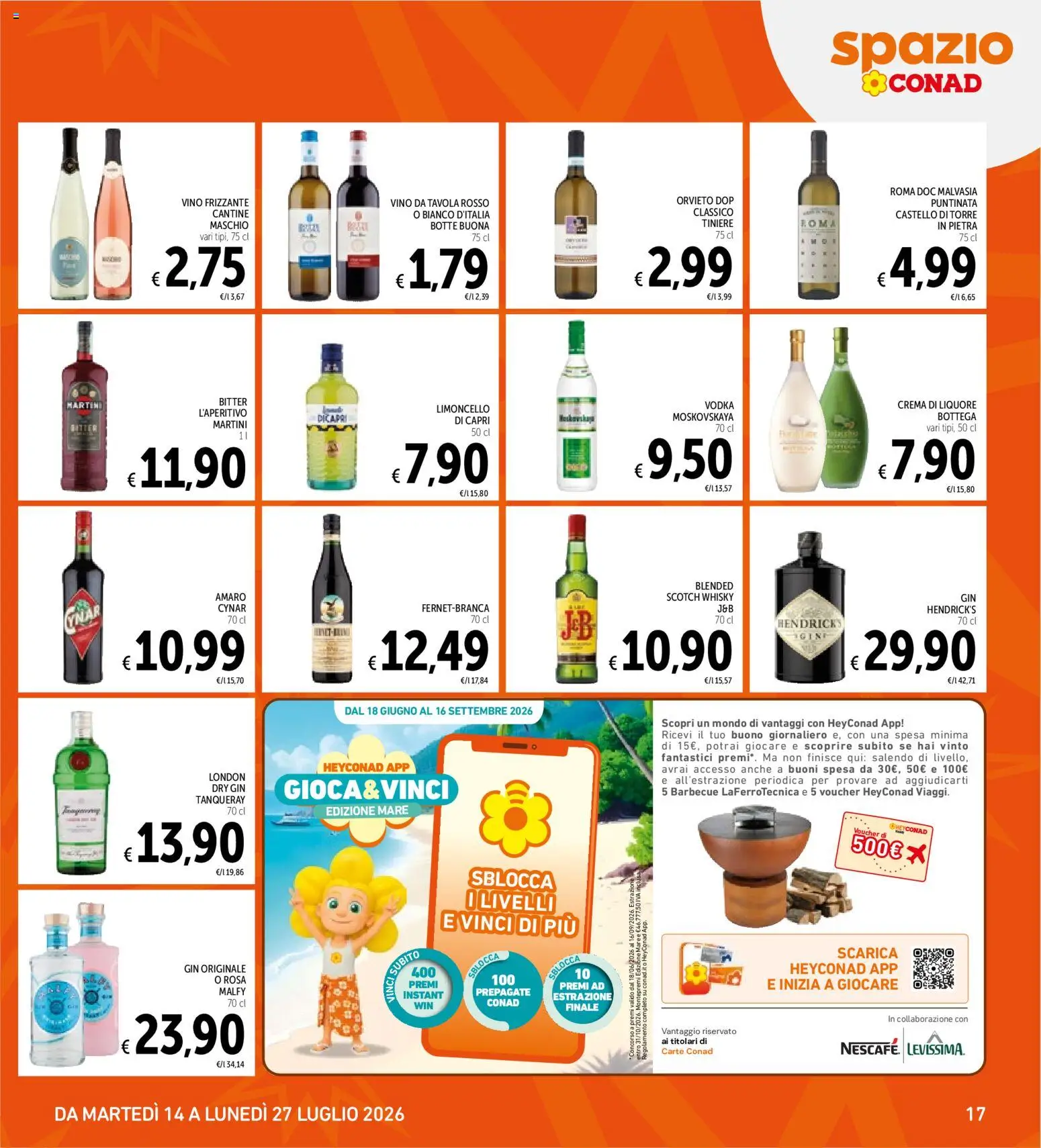Volantino Spazio Conad del 14/07/2026 | Pagina: 17 | Prodotti: Vodka, Whisky, Liquore, Amaro