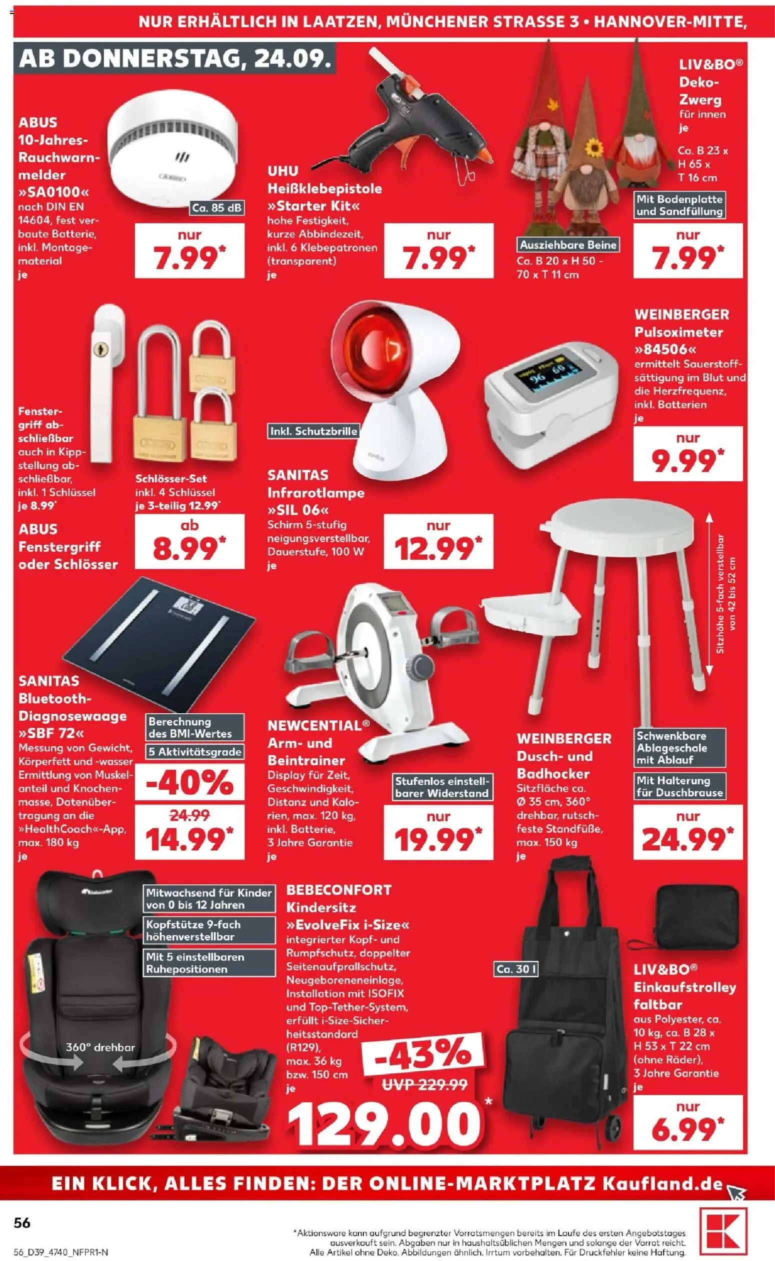 Kaufland Prospekt Hannover – gültig ab 24.09.2026 | Seite: 56 | Produkte: Batterien, Batterie, Badhocker, Wasser