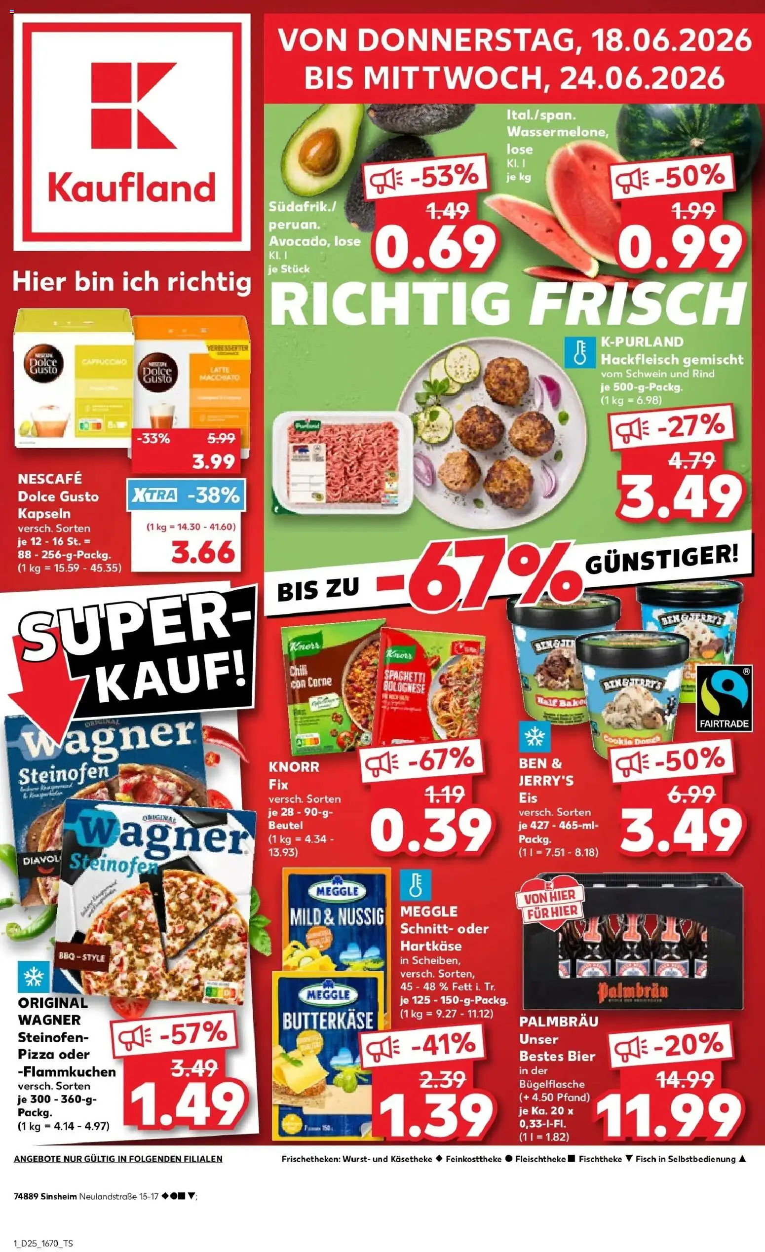 Kaufland Prospekt Sinsheim – gültig ab 14.06.2026 | Seite: 10 | Produkte: Knorr fix, Nescafe, Eis, Hackfleisch