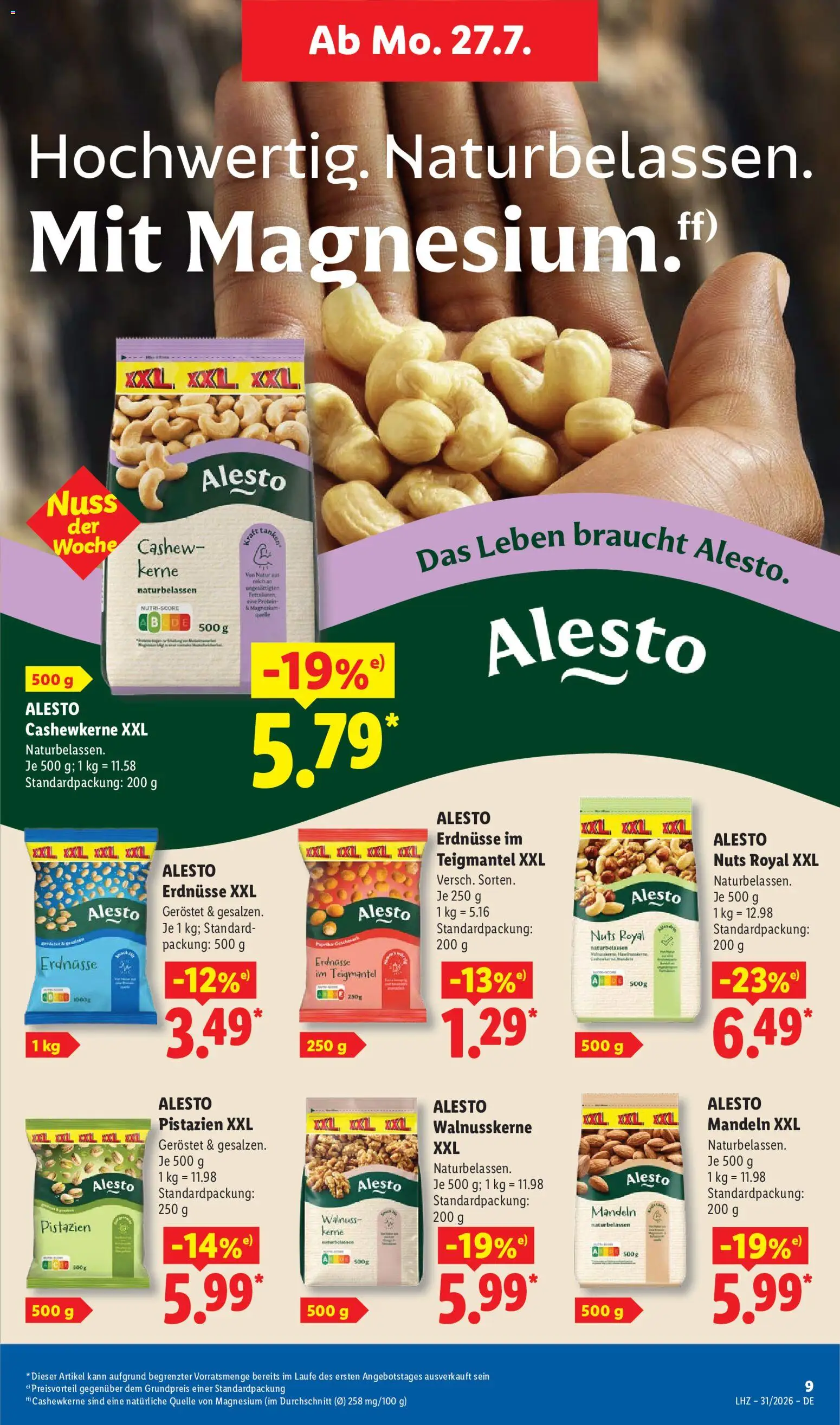 Lidl Prospekt – gültig ab 27.07.2026 | Seite: 19 | Produkte: Erdnüsse, Mandeln, Pistazien, Paprika