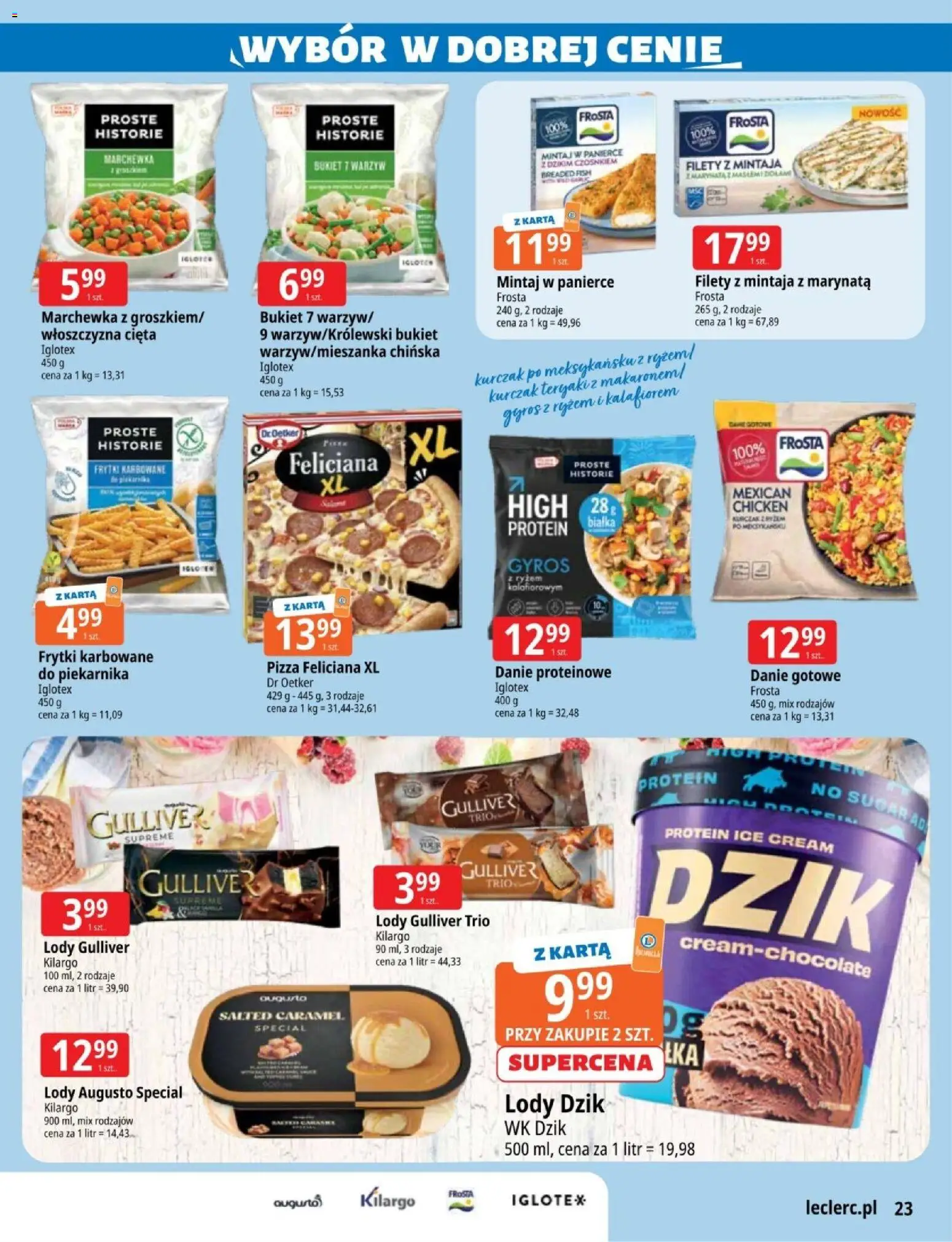 E.Leclerc gazetka - Zielona Góra od 03.03.2026 | Strona: 23 | Produkty: Mintaj, Frytki karbowane, Marchewka, Lody