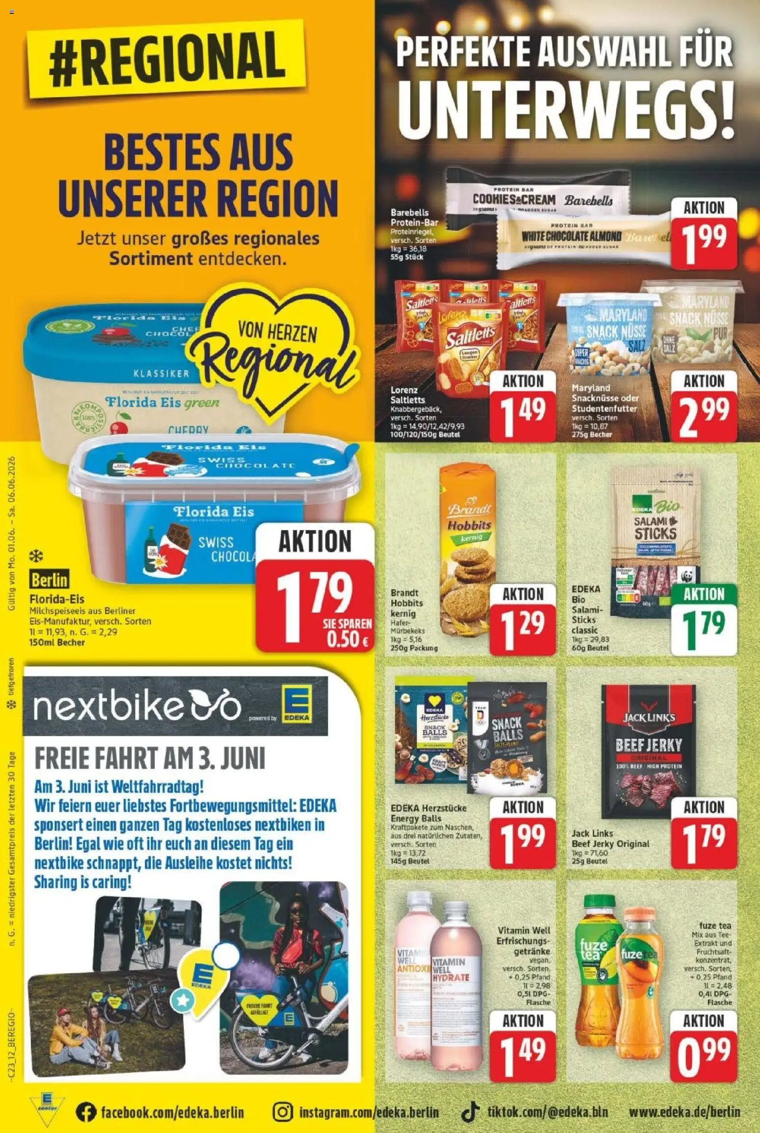 E center Prospekt – gültig ab 01.06.2026 | Seite: 16 | Produkte: Berliner, Energy, Salami, Eis