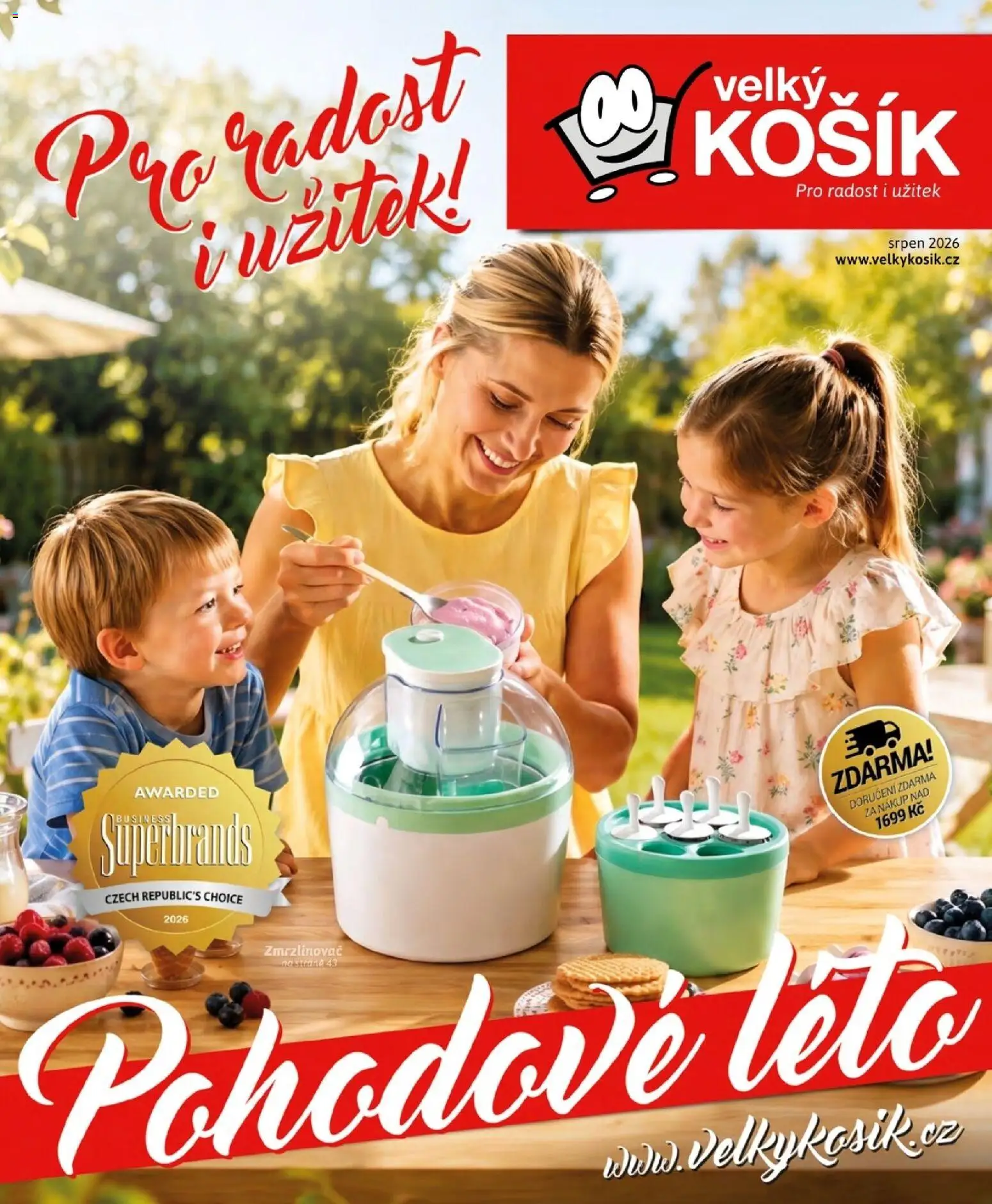 Velký Košík katalog srpen 2026 od 01.08.2026 | Strana: 1 | Produkty: Zmrzlinovač, Košík
