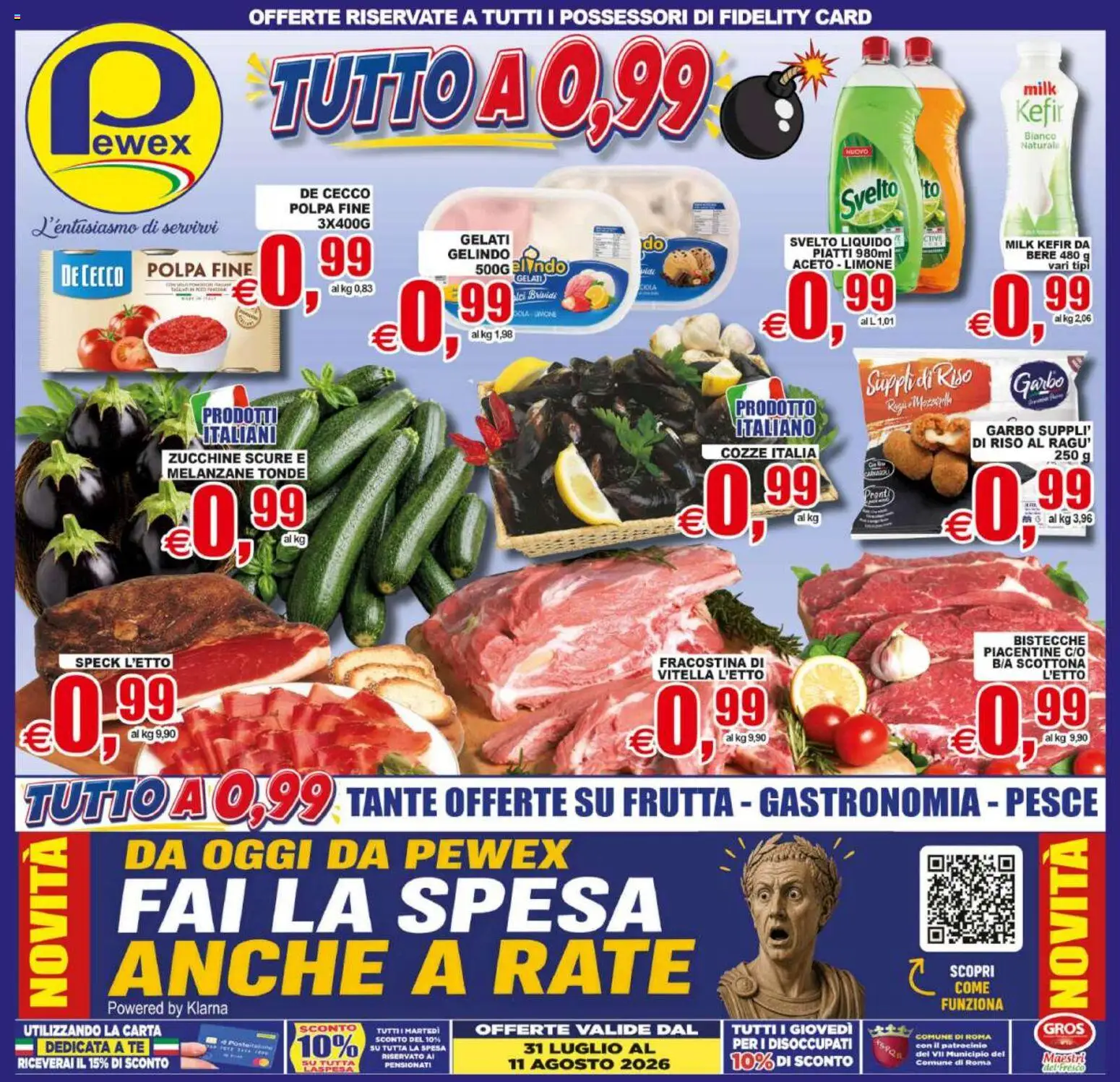 Volantino Pewex del 31/07/2026 | Pagina: 1 | Prodotti: Speck, Pesce, Limone, Zucchine