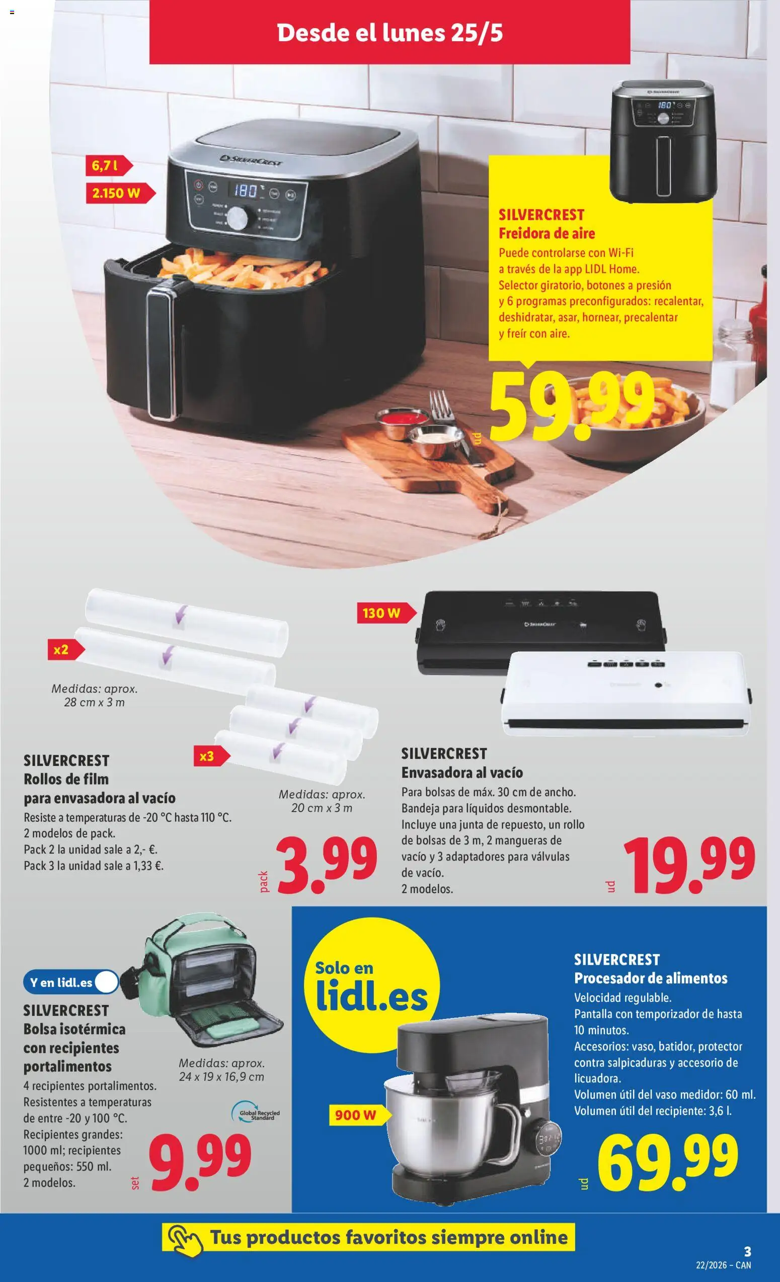 Lidl folleto de bazar │ válido desde el 25.05.2026 | Página: 7 | Productos: Bolsa, Freidora, Bandeja, Κούβα