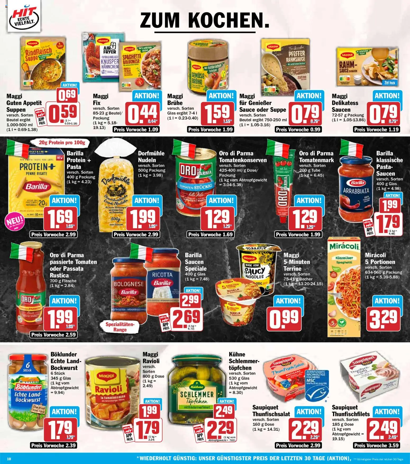 HIT Prospekt – gültig ab 24.08.2026 | Seite: 10 | Produkte: Hahnchen, Barilla, Brühe, Pasta