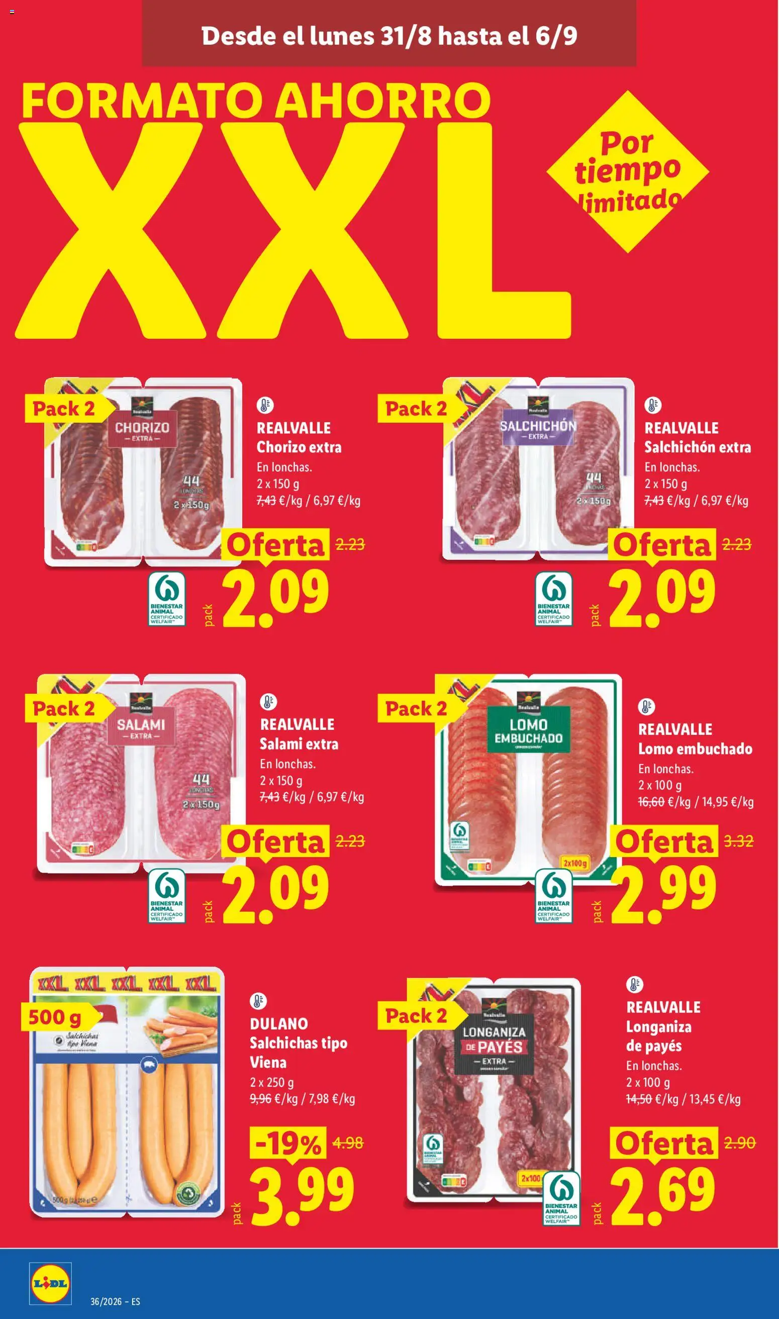 Lidl folleto │ válido desde el 31/08/2026 | Página: 8 | Productos: Lomo, Longaniza, Salami, Salchichas