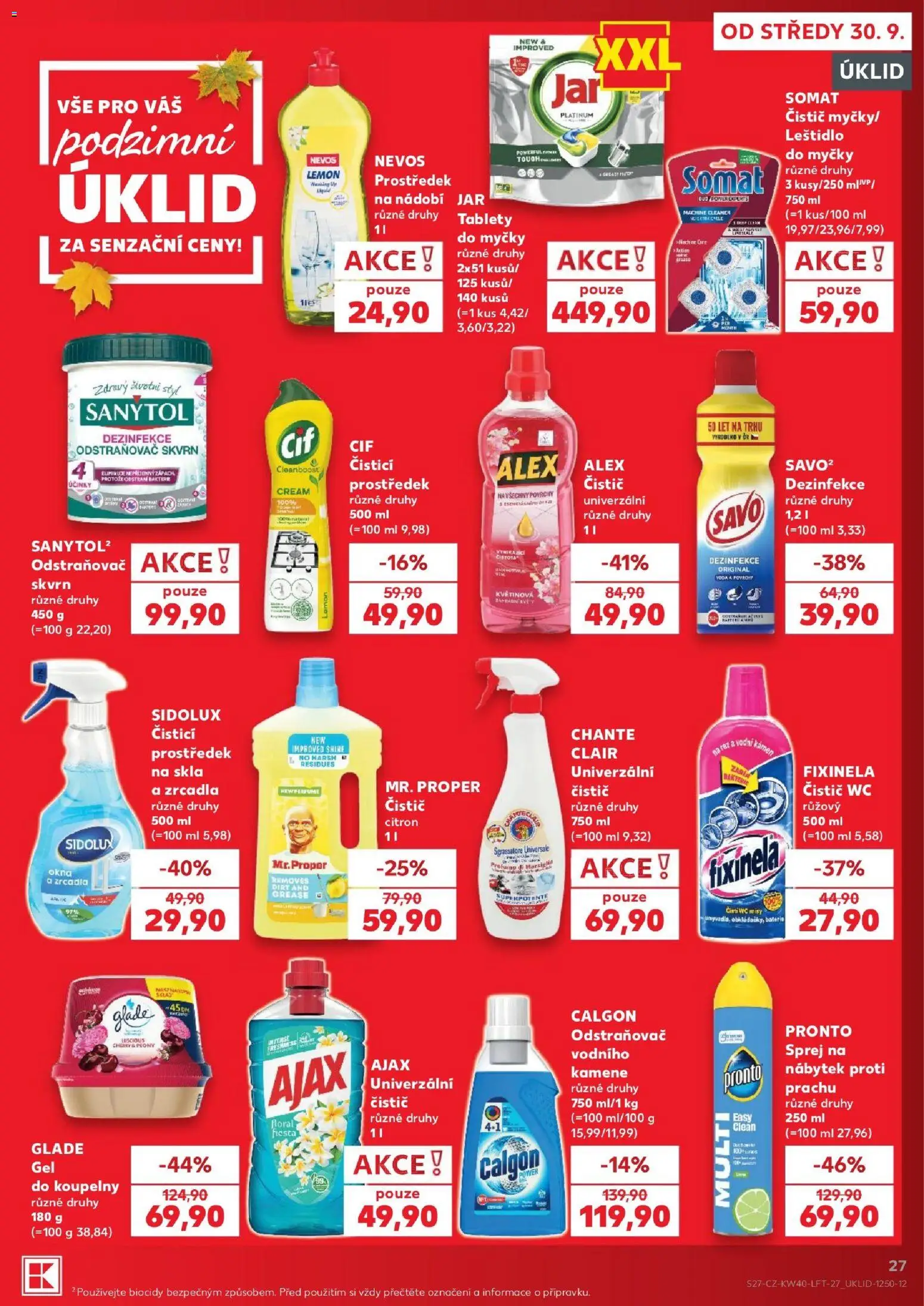 Kaufland leták - Plzeň od 30.09.2026 | Strana: 27 | Produkty: Savo, Ajax, Chante Clair, Sanytol