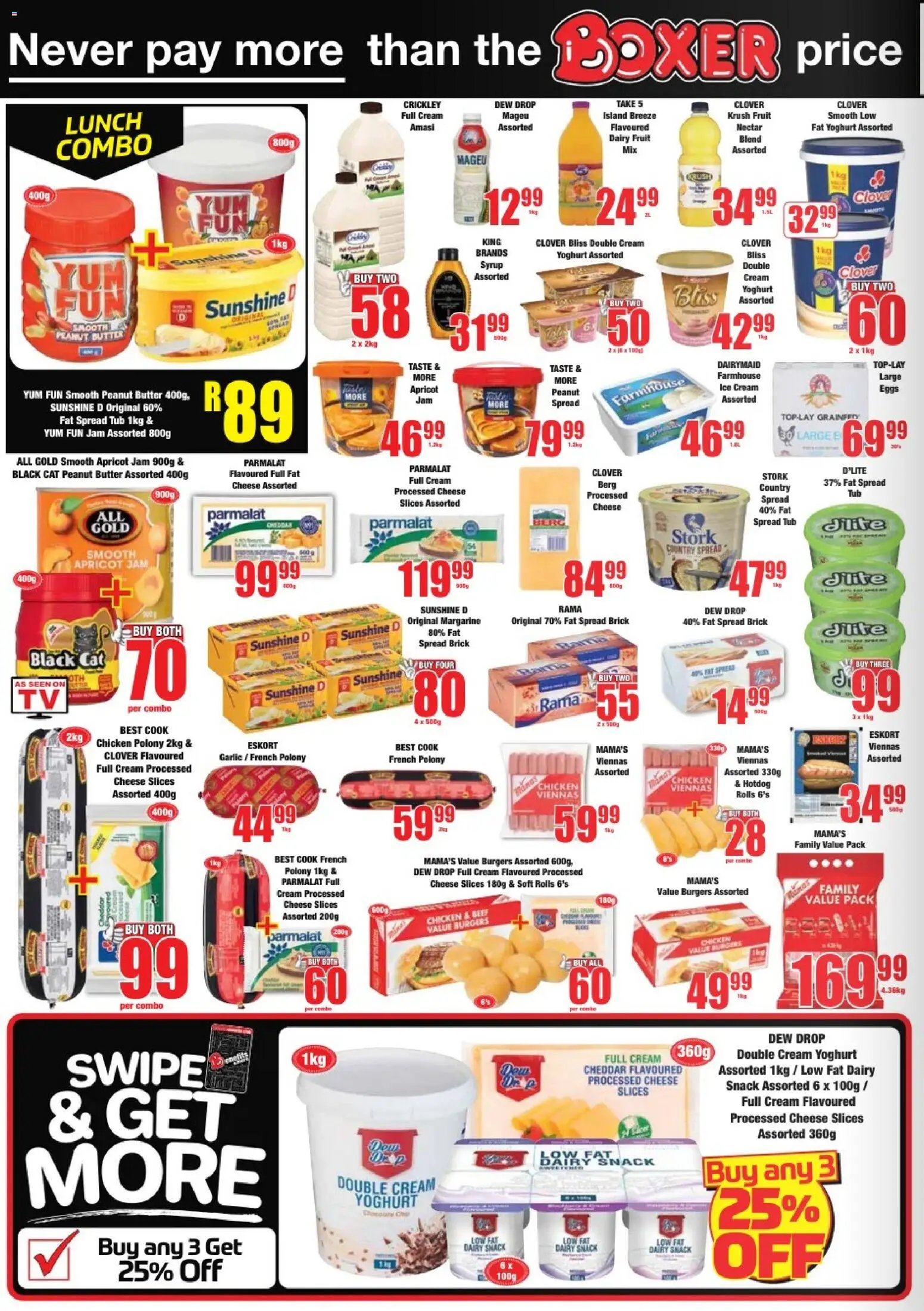 New Boxer catalogue – valid from 25.05.2026 | Page: 4 | Products: Yoghurt, Butter, Cheese, Syrup