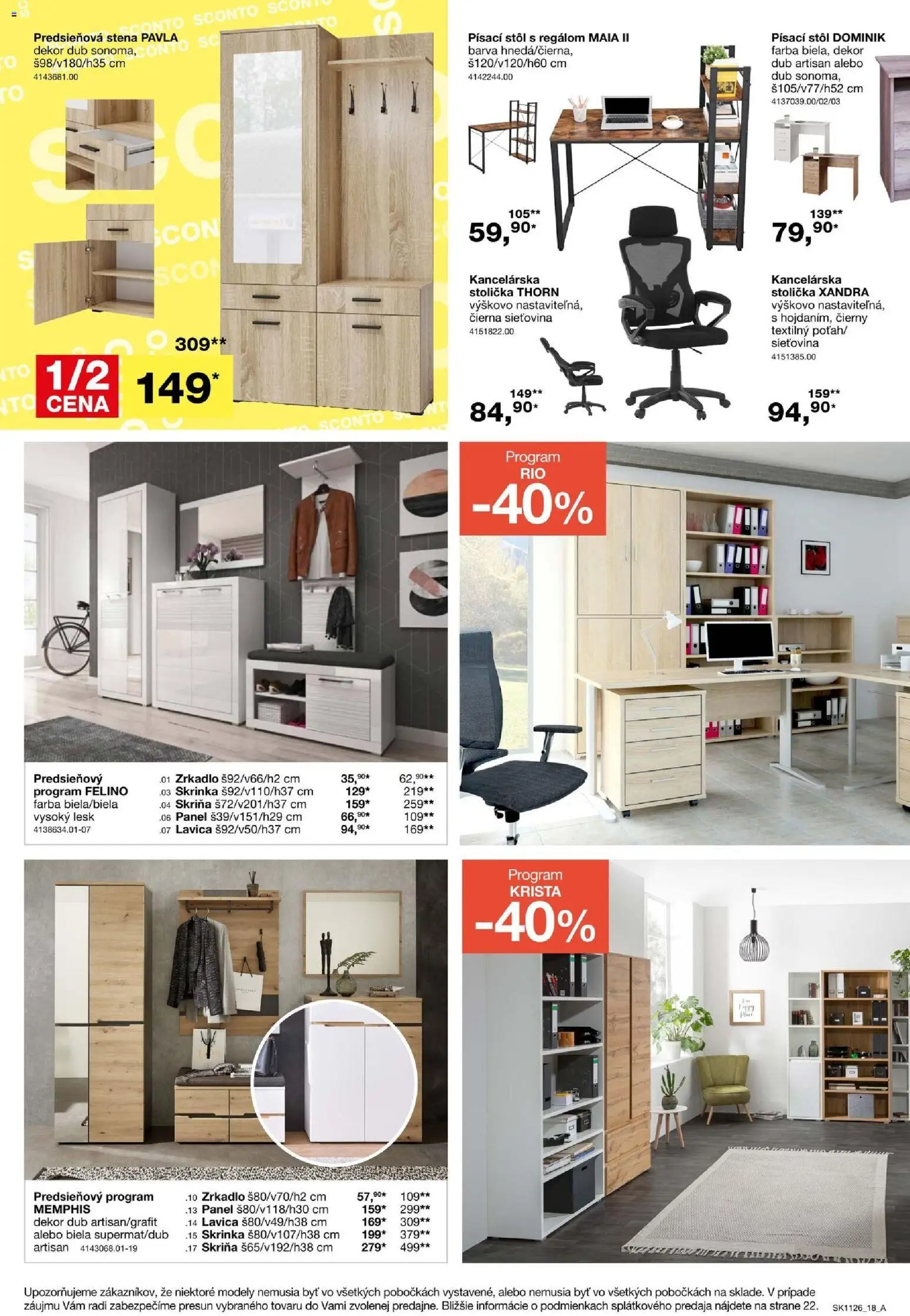 Nové Sconto nábytok akcie – leták je platný od 26.08.2026 | Strana: 18 | Produkty: Kancelárska stolička, Skriňa, Stôl, Zrkadlo