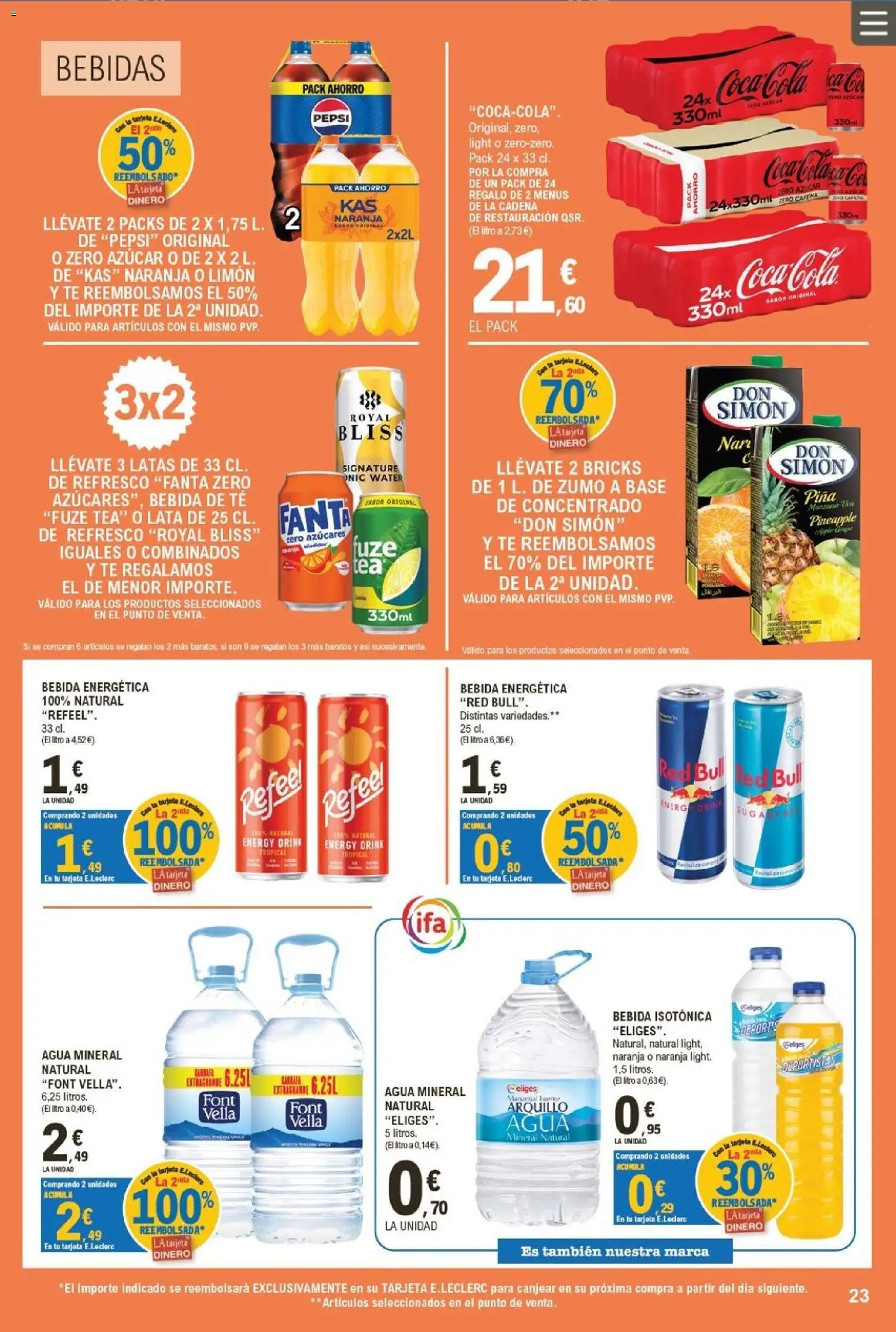 E.Leclerc - Pamplona │ válido desde el 26/08/2026 | Página: 23 | Productos: Fanta, Piña, Zumo, Pepsi