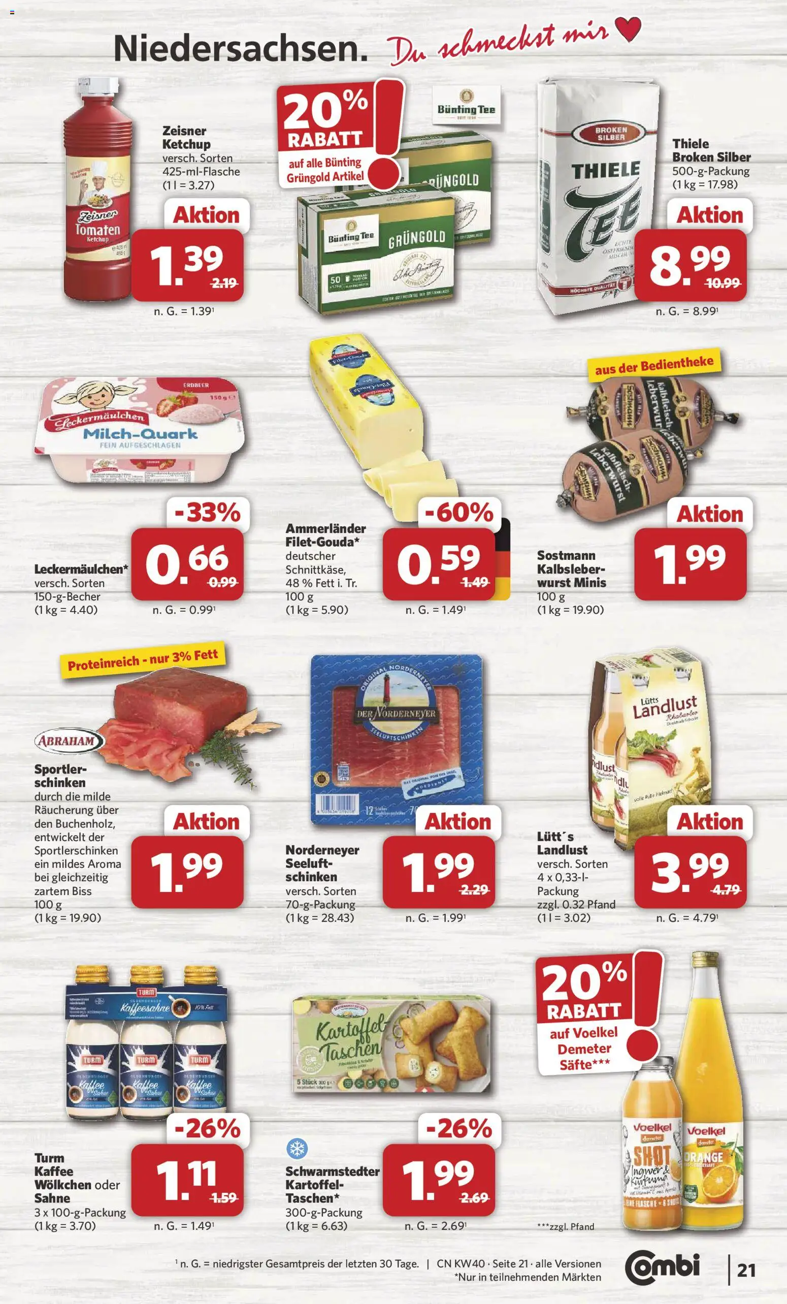 Combi Prospekt – gültig ab 28.09.2026 | Seite: 21 | Produkte: Kaffee, Taschen, Schinken, Ketchup