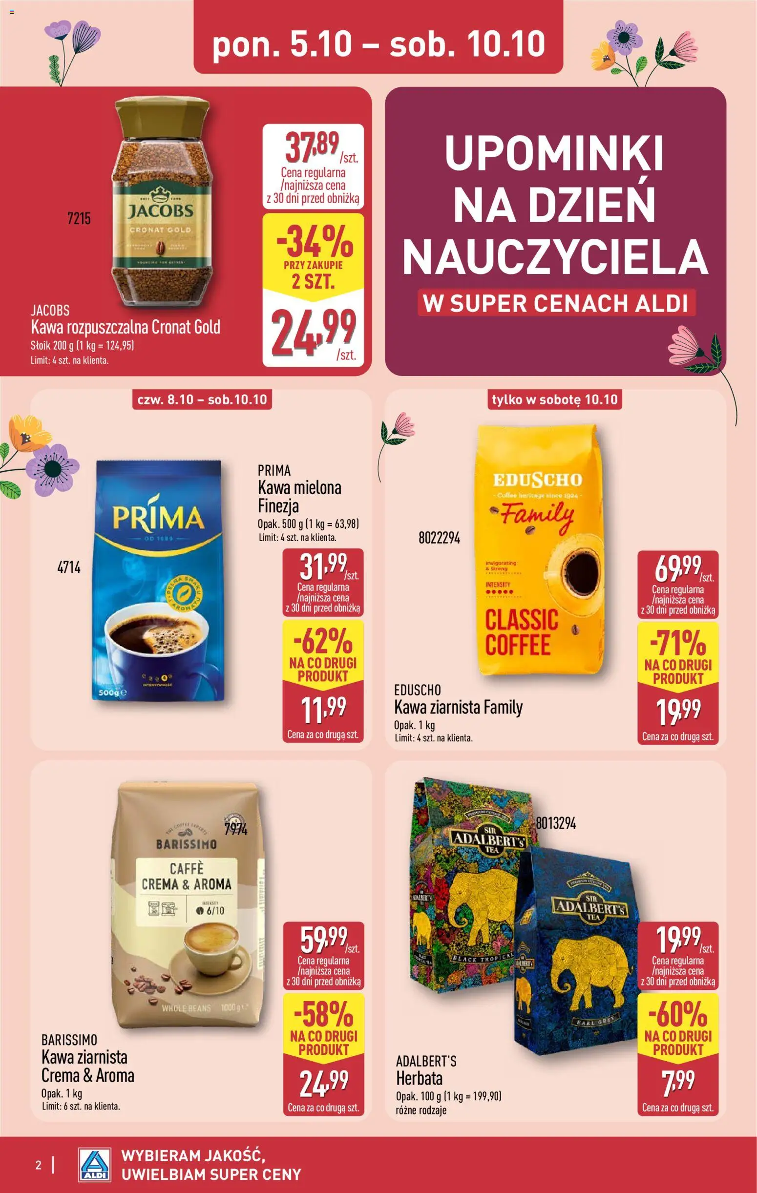 Aldi Polsko leták - Ceny regularne w dół od 05.10.2026 | Strana: 2 | Produkty: Jacobs, Crema, Caffè crema