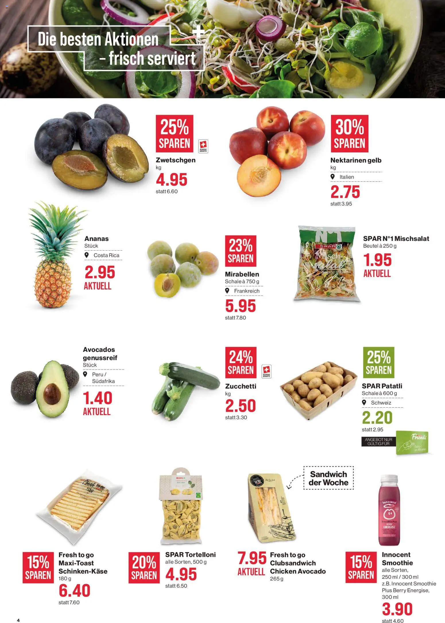 SPAR aktionen – gültig ab 13.08.2026 | Seite: 4 | Produkte: Nektarinen, Zwetschgen, Avocado, Ananas