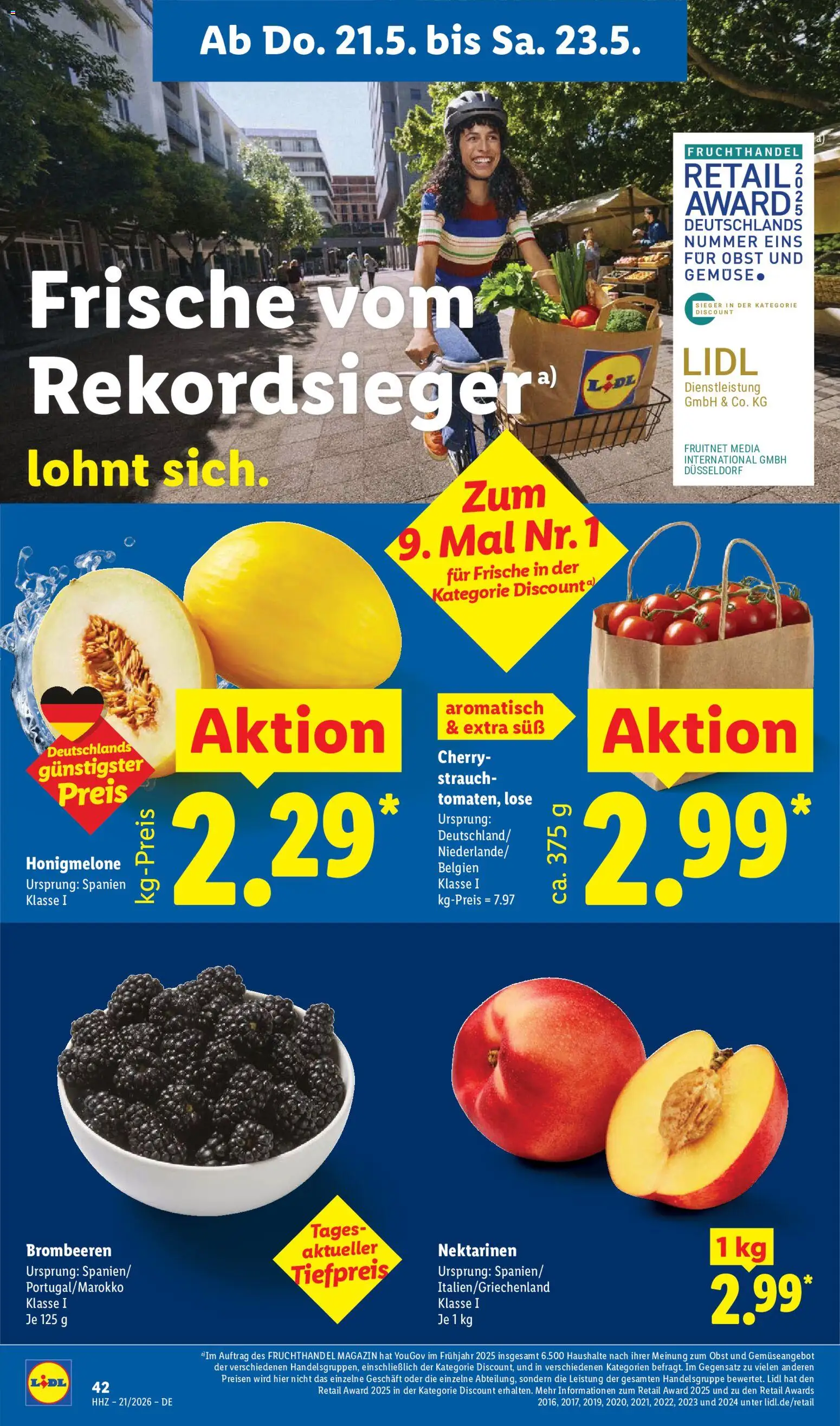 Lidl Prospekt – gültig ab 18.05.2026 | Seite: 62 | Produkte: Nektarinen, Honigmelone, Gemüse, Obst
