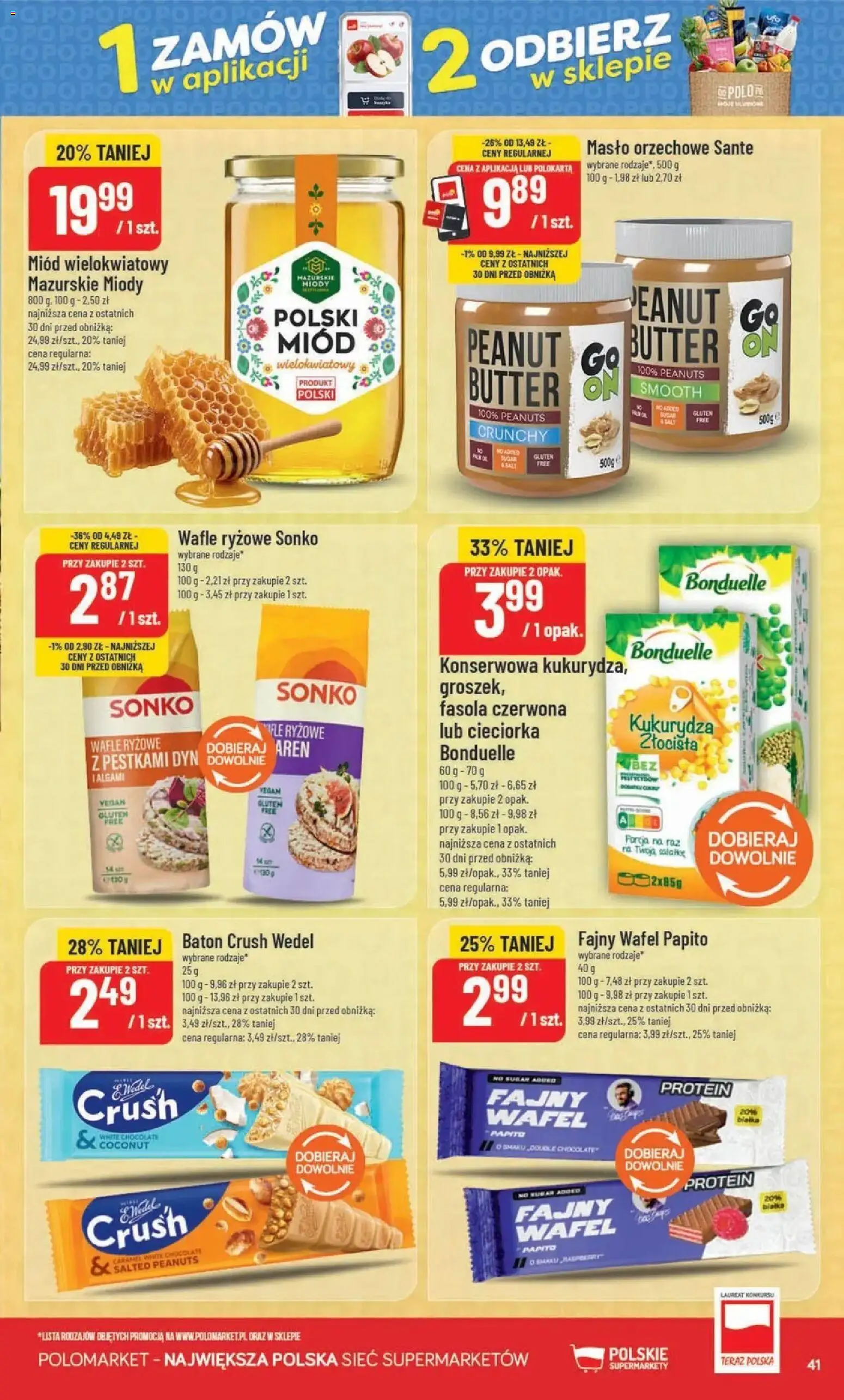 Nowa POLOmarket gazetka od jutra 30.09.2026 | Strona: 41 | Produkty: Masło orzechowe, Wafle ryżowe, Fasola czerwona, Baton