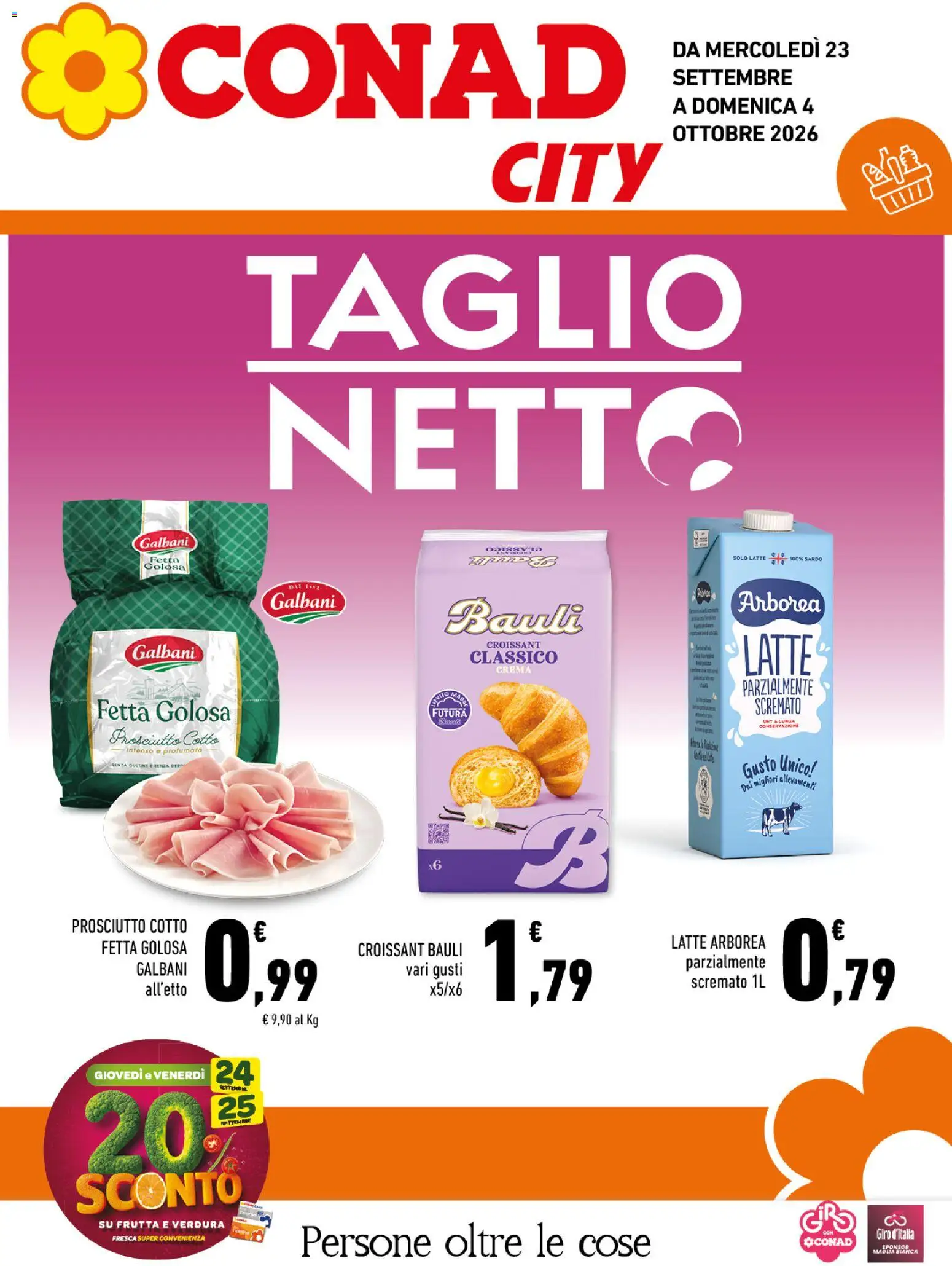 Volantino Conad del 23/09/2026 | Pagina: 1 | Prodotti: Senza glutine, Crema, Prosciutto Cotto, Latte