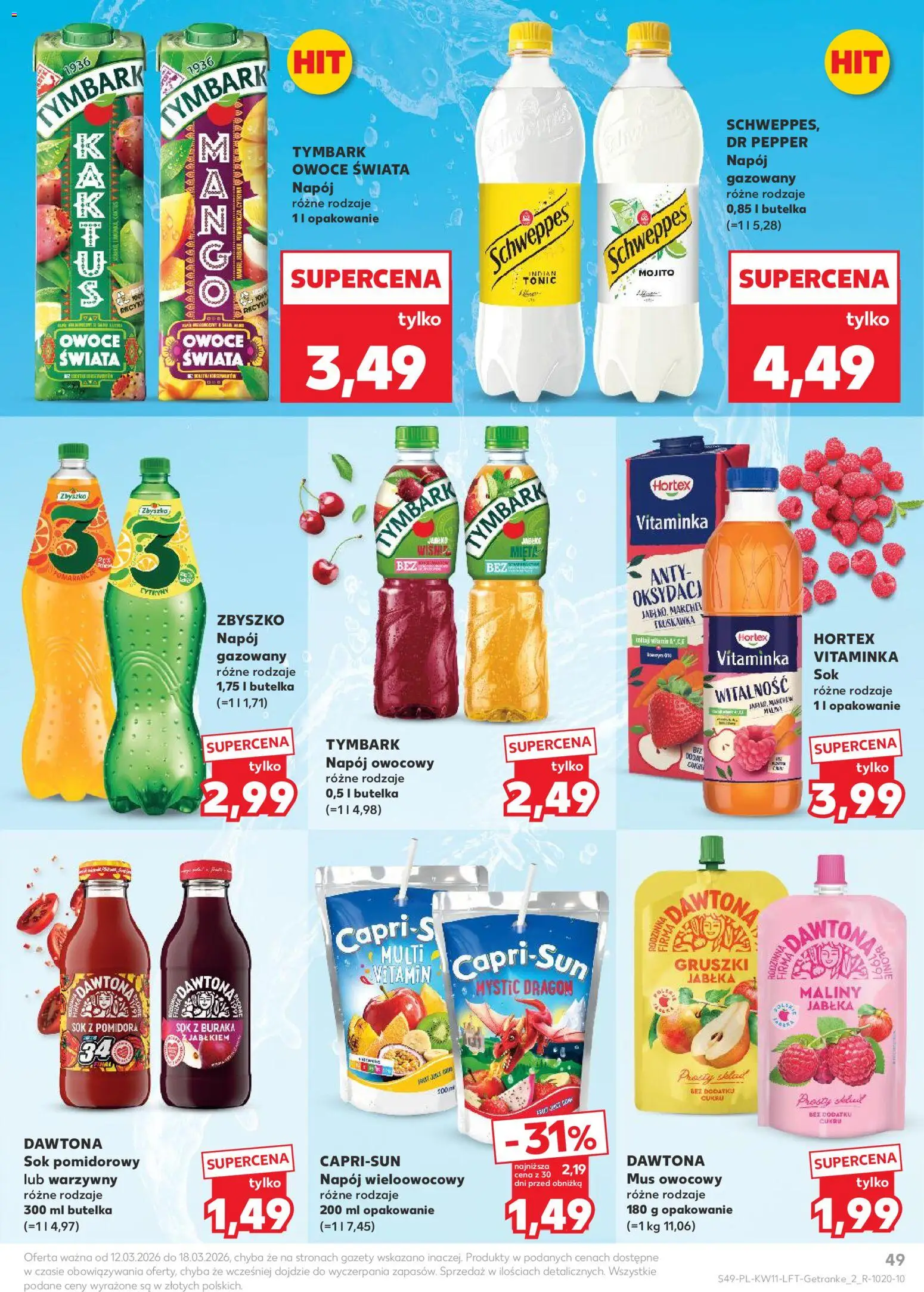 Kaufland Polsko leták od 12.03.2026 | Strana: 49 | Produkty: Dr Pepper, Jablka, Tonic, Mojito