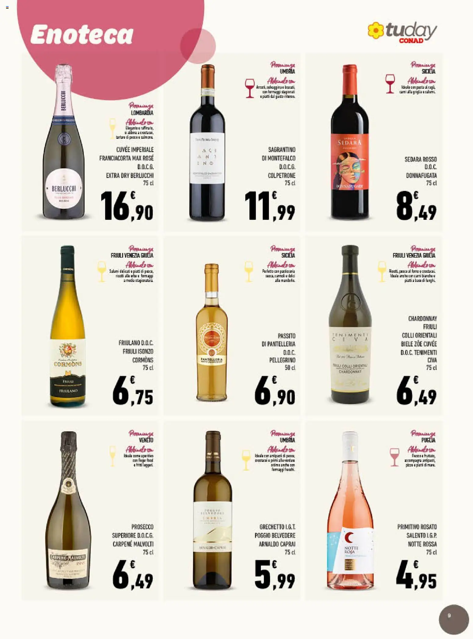 Volantino Conad del 26/08/2026 | Pagina: 9 | Prodotti: Salmone, Piatti, Enoteca, Dessert