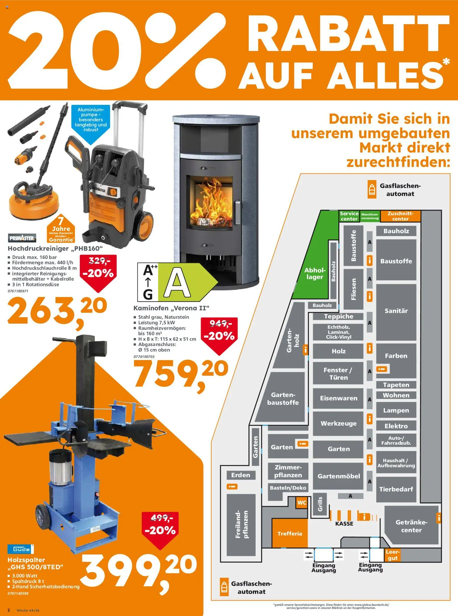 Globus Baumarkt Prospekt Zweibrücken – gültig ab 29.10.2026 | Seite: 2 | Produkte: Gartenmöbel, Kaminofen, Hochdruckreiniger